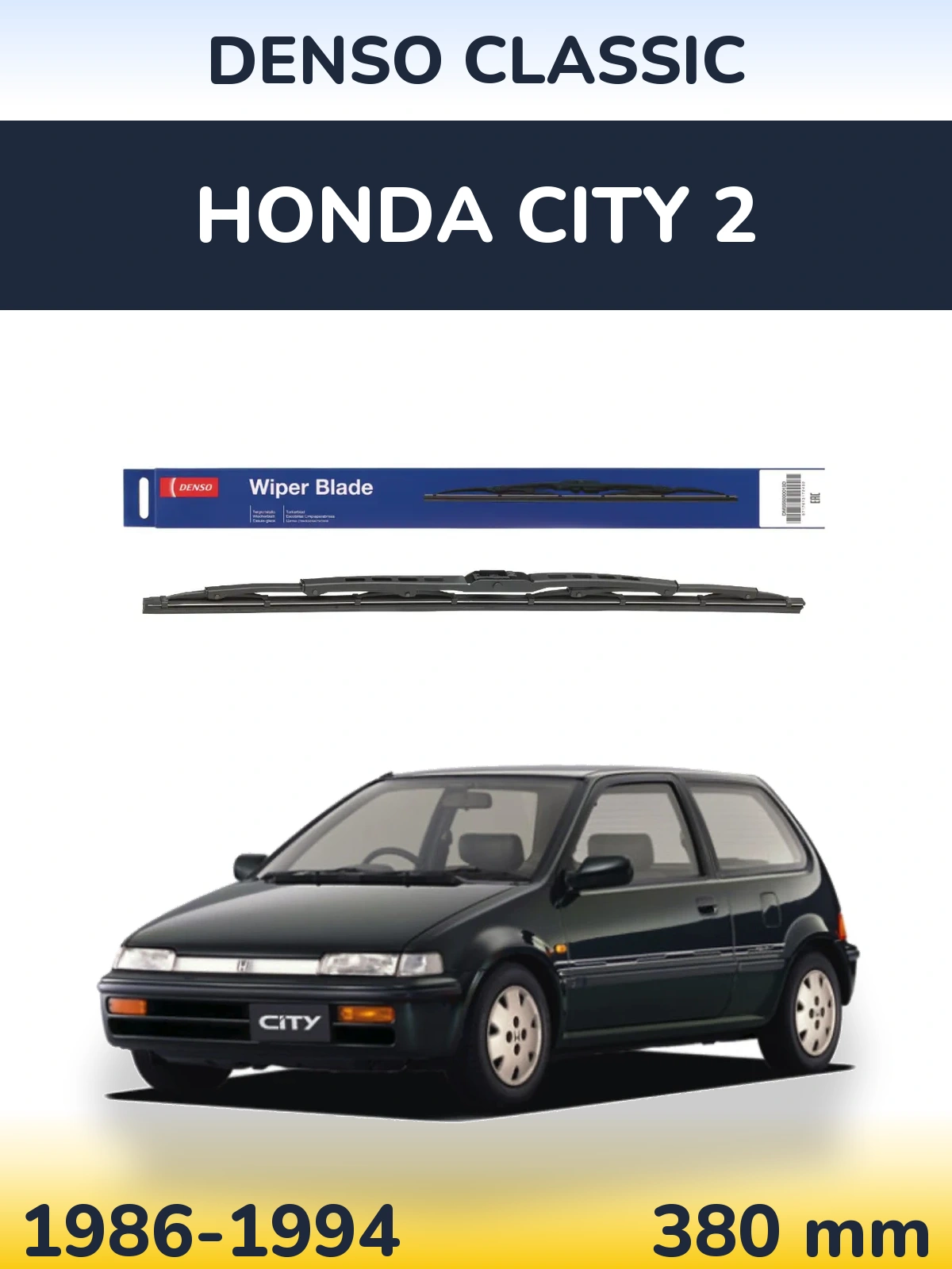 Rear wiper blade Denso Classic 380 mm for Honda City 2 1986-1994