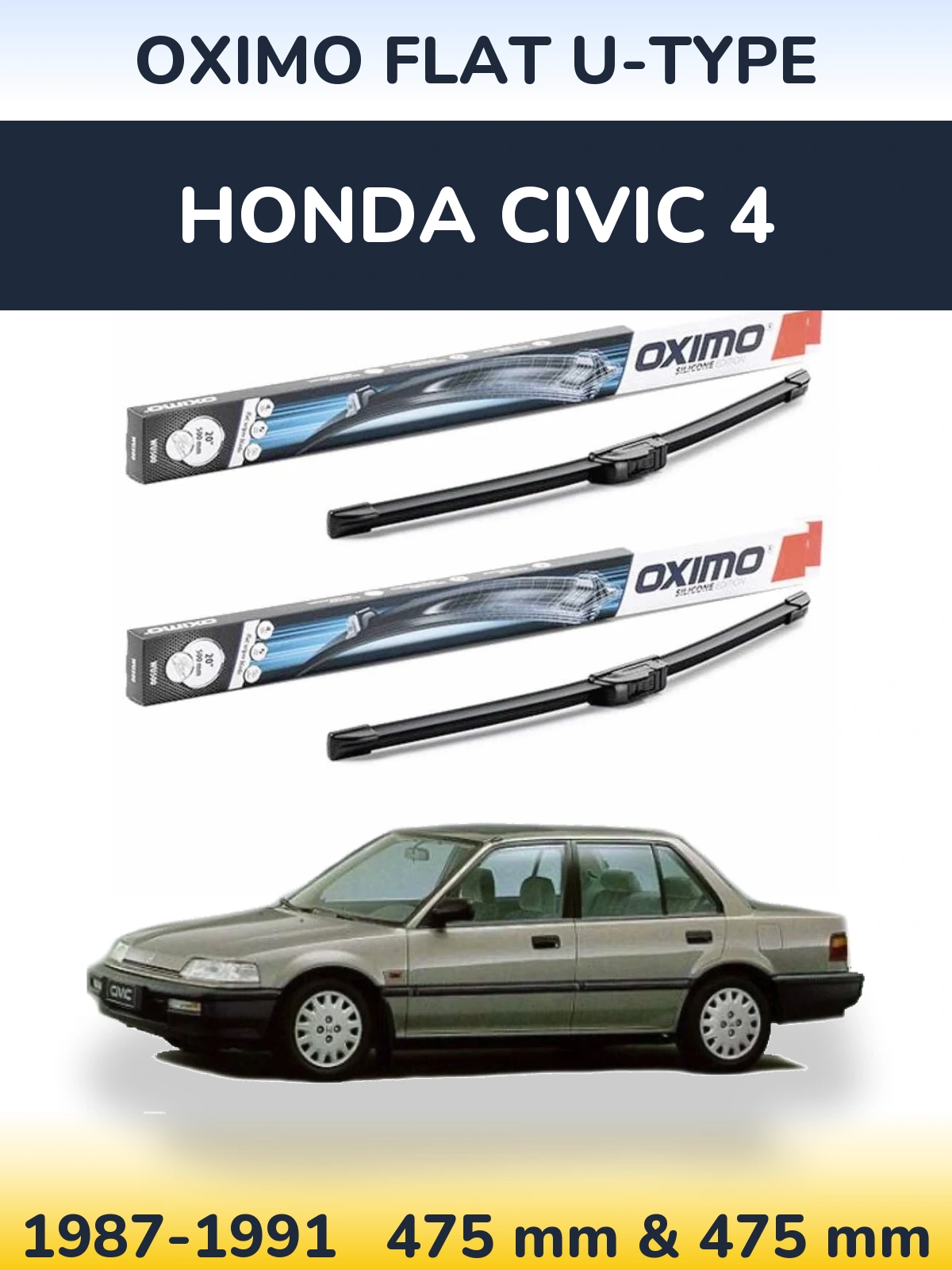 Komplet przednich wycieraczek Oximo Flat U-type 475 & 475 mm do Honda Civic 4 1987-1991