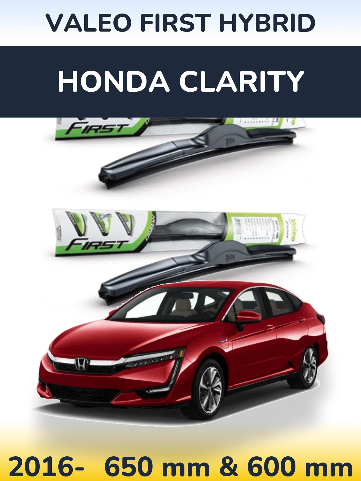 Комплект передних дворников Valeo First Hybrid 650 & 600 мм для Honda Clarity 2016-2026