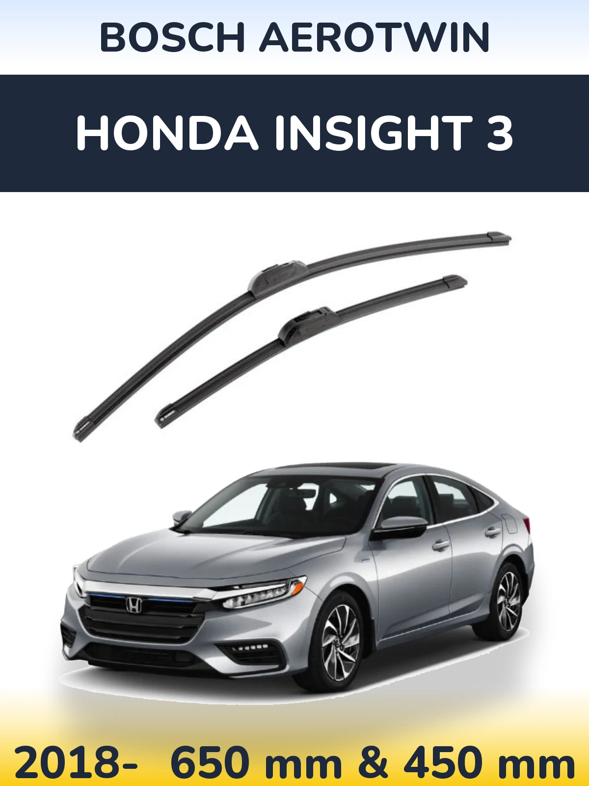 Front wiper blade set BOSCH AeroTwin 650 & 450 mm for Honda Insight 3 2018-2026