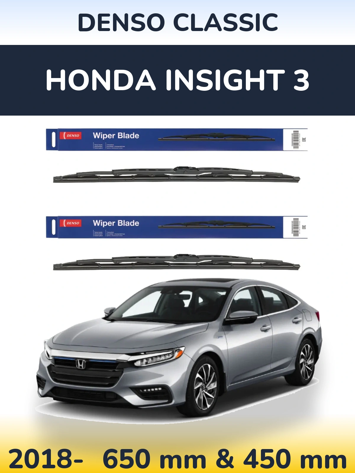 Komplet przednich wycieraczek Denso Classic 650 & 450 mm do Honda Insight 3 2018-2026