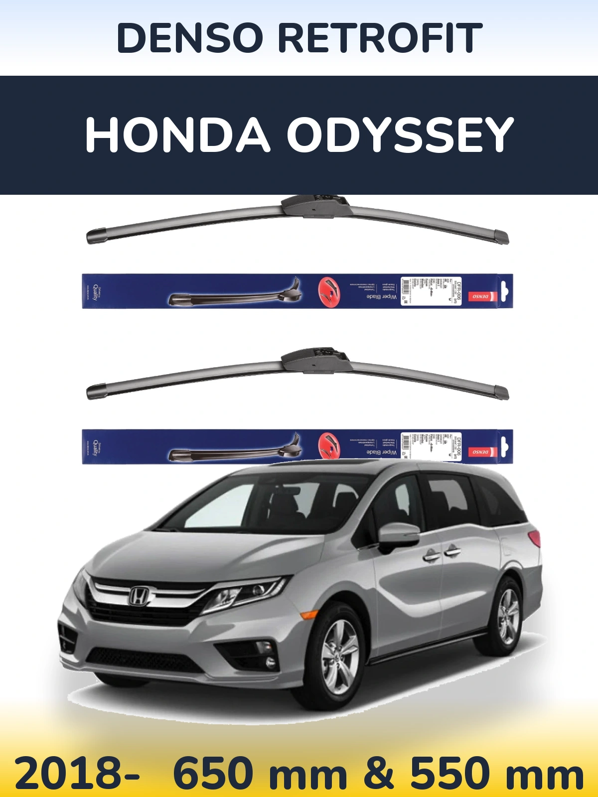Komplet przednich wycieraczek Denso Retrofit 650 & 550 mm do Honda Odyssey 5 2018-2026