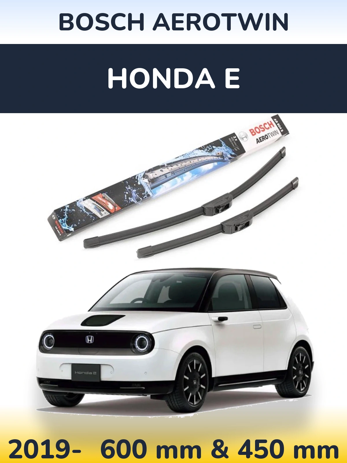 Front wiper blade set BOSCH AeroTwin 600 & 450 mm for Honda E 2019-2026