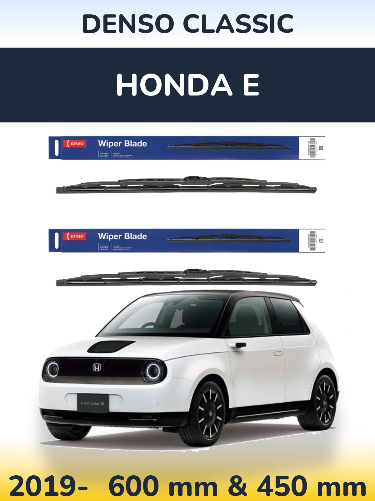 Комплект передних дворников Denso Classic 600 & 450 мм для Honda E 2019-2026