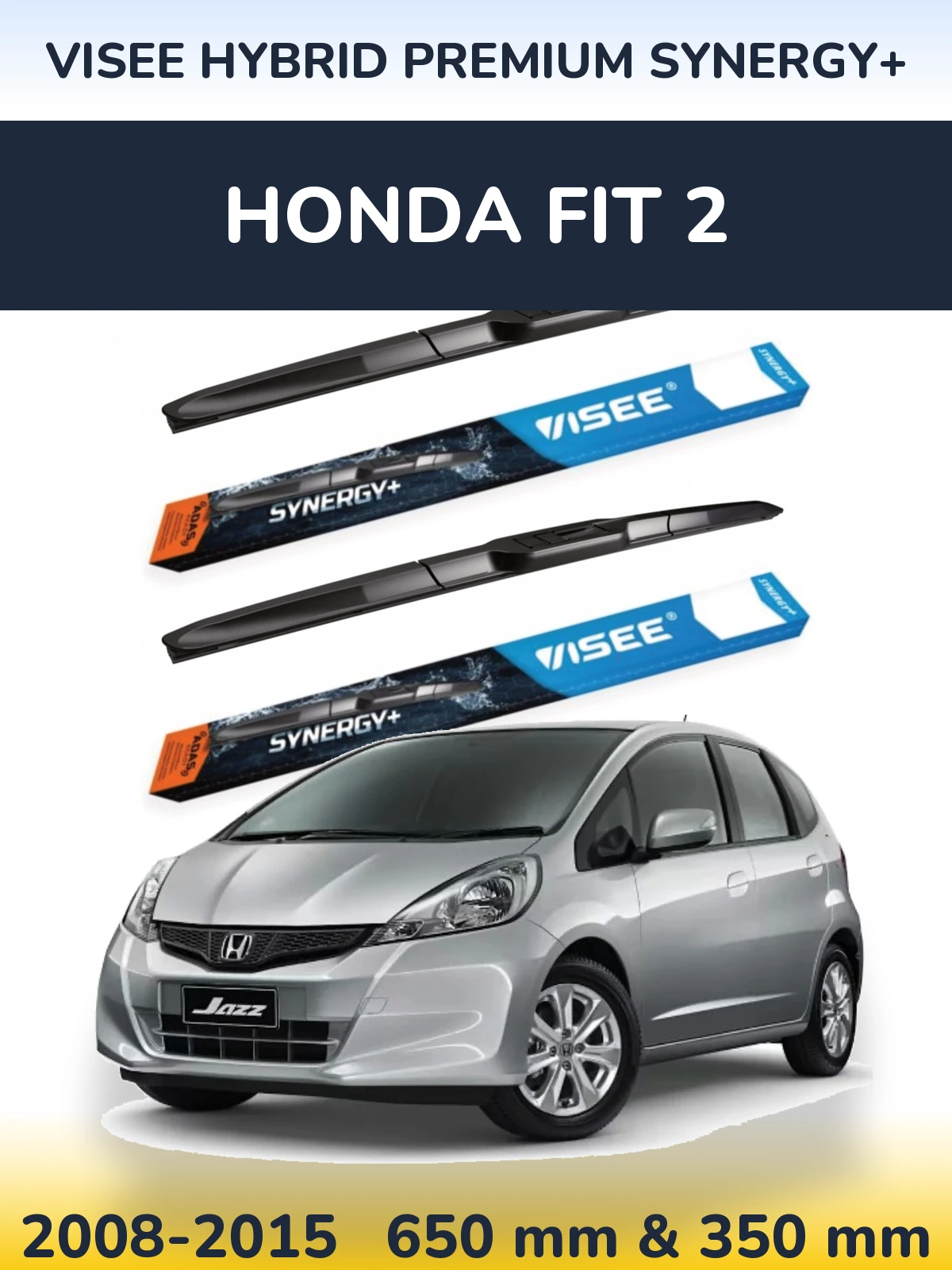 Комплект передних дворников VISEE HYBRID PREMIUM SYNERGY+ 650 & 350 мм для Honda Fit 2 2008-2015