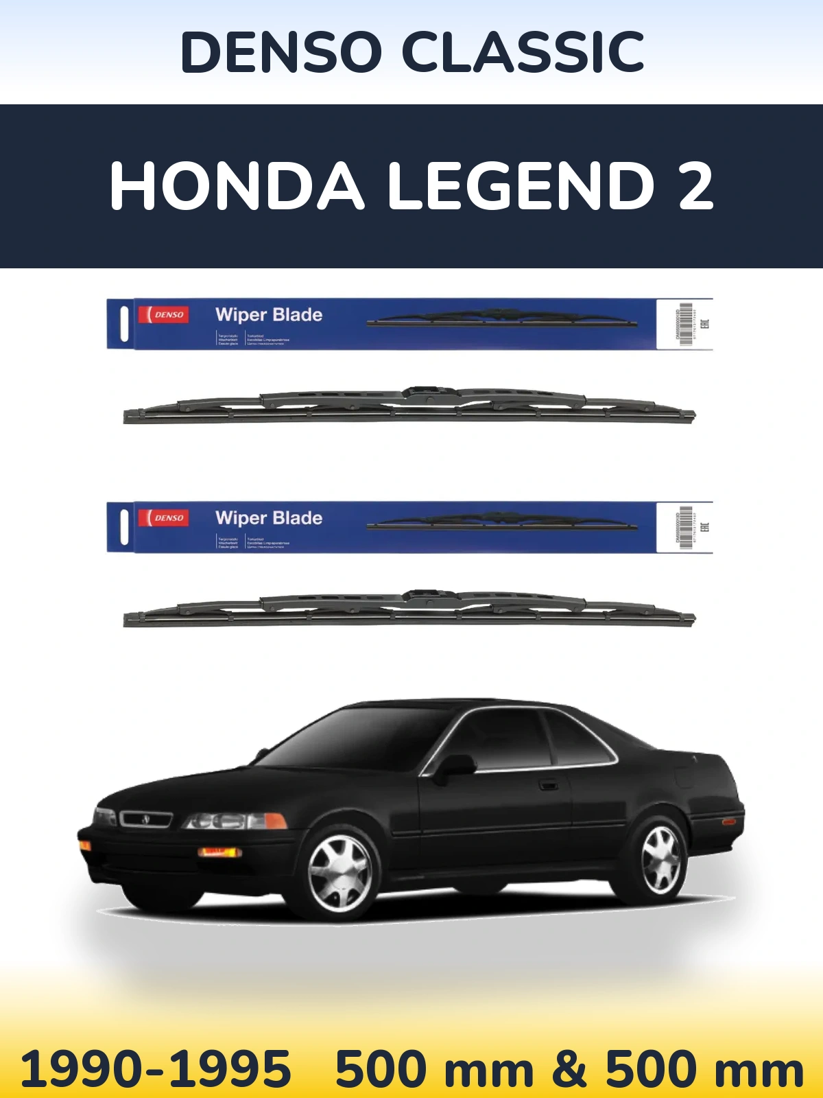 Komplet przednich wycieraczek Denso Classic 500 & 500 mm do Honda Legend 2 1990-1995