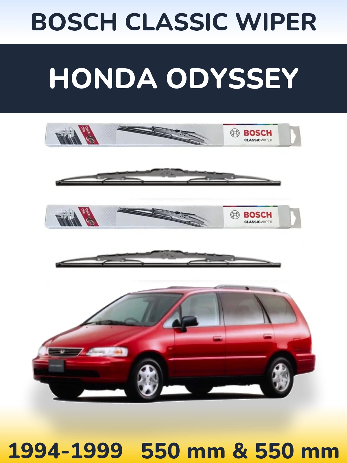 Komplet przednich wycieraczek BOSCH Classic Wiper 550 & 550 mm do Honda Odyssey 1 1994-1999