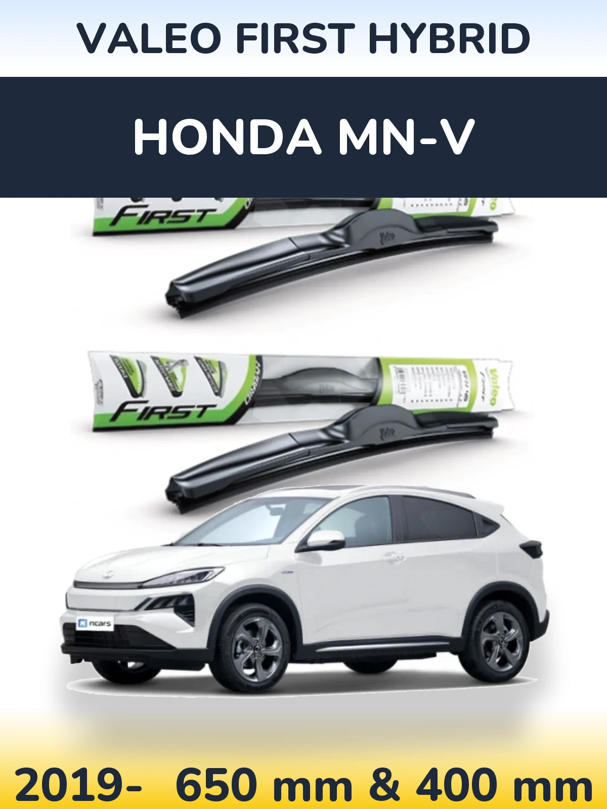 Front wiper blade set Valeo First Hybrid 650 & 400 mm for Honda MN-V 2019-2026