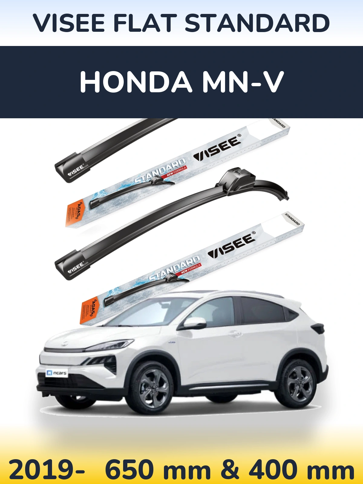 Komplet przednich wycieraczek VISEE FLAT STANDARD 650 & 400 mm do Honda MN-V 2019-2026