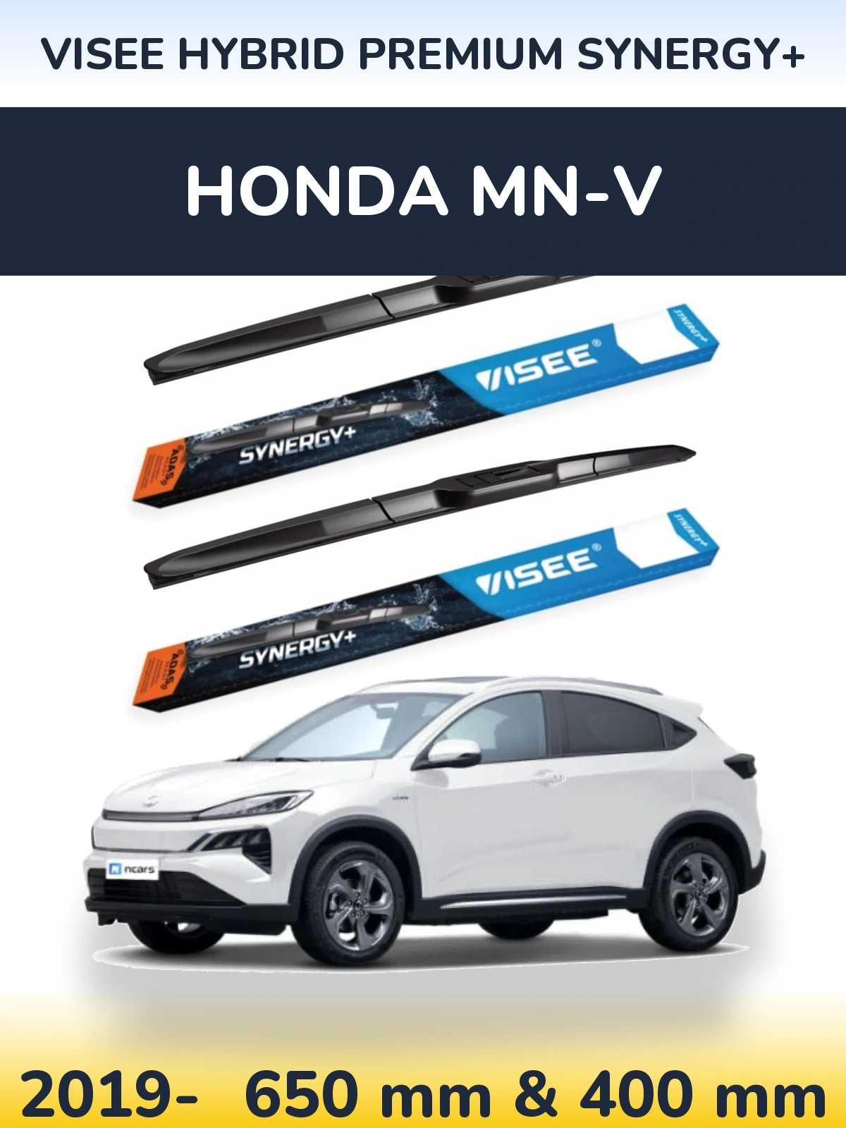Komplet przednich wycieraczek VISEE HYBRID PREMIUM SYNERGY+ 650 & 400 mm do Honda MN-V 2019-2026