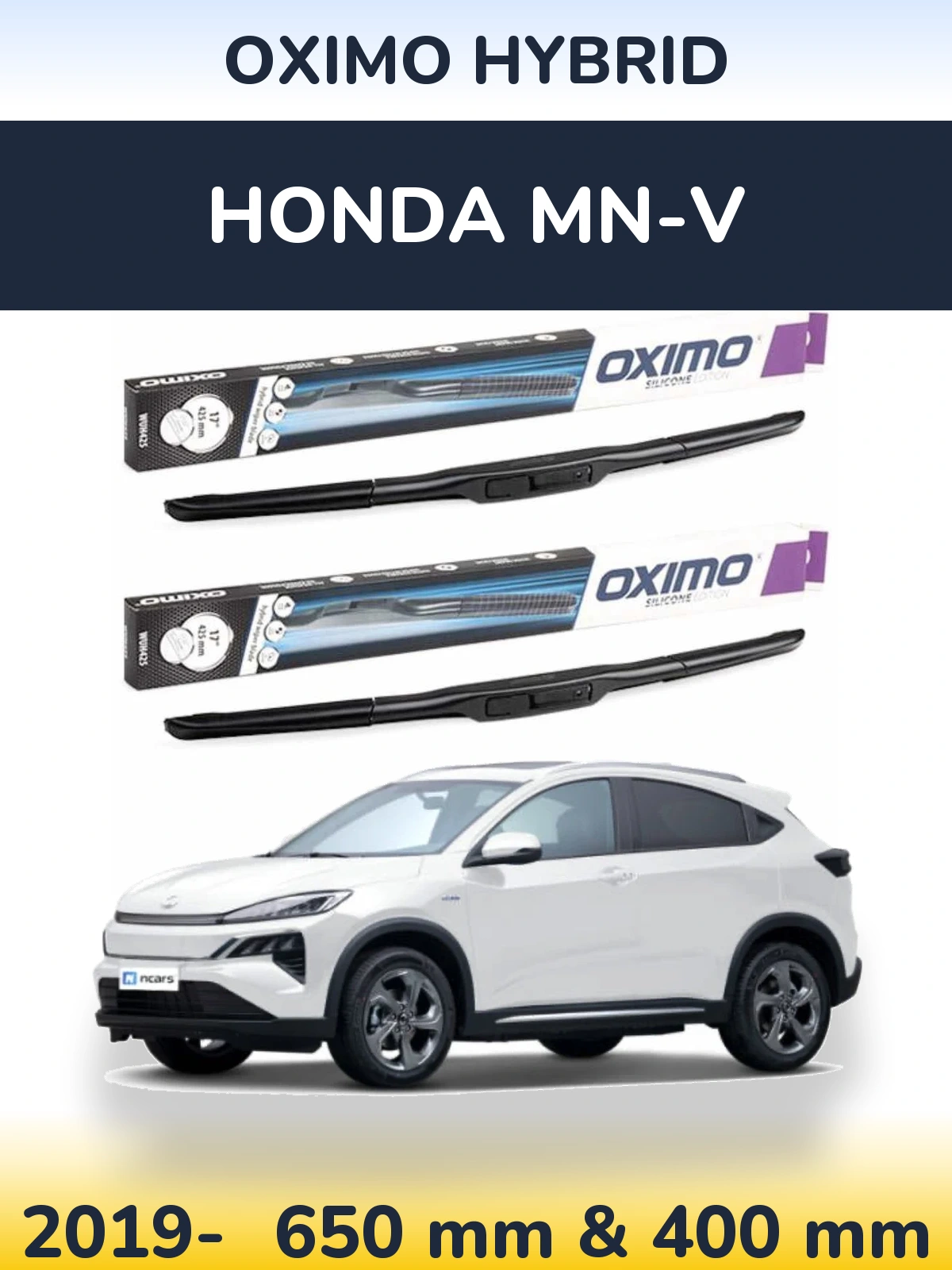Комплект передних дворников Oximo Hybrid 650 & 400 мм для Honda MN-V 2019-2026
