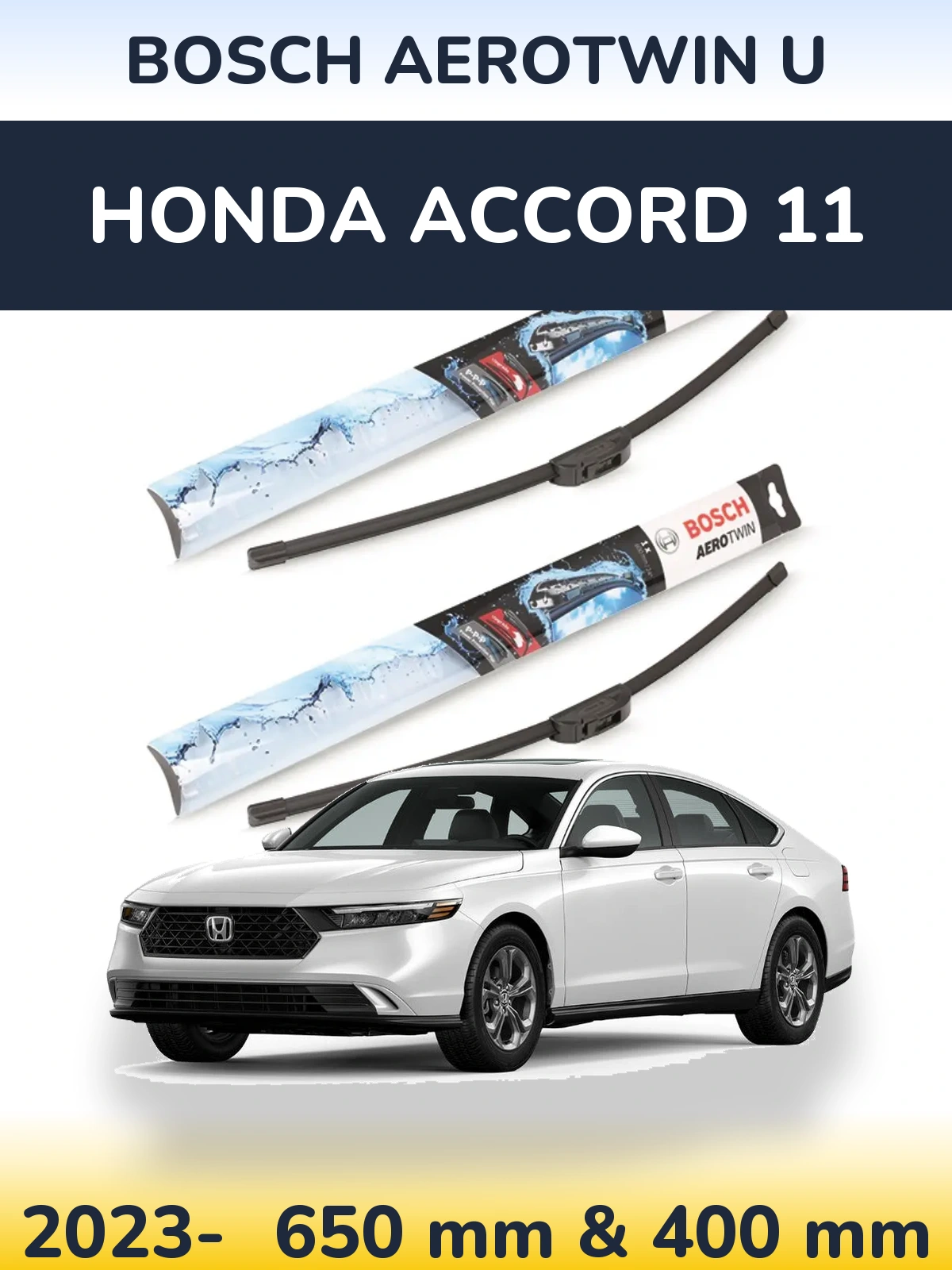 Комплект передніх щіток BOSCH AeroTwin U 650 & 400 мм для Honda Accord 11 2023-2026