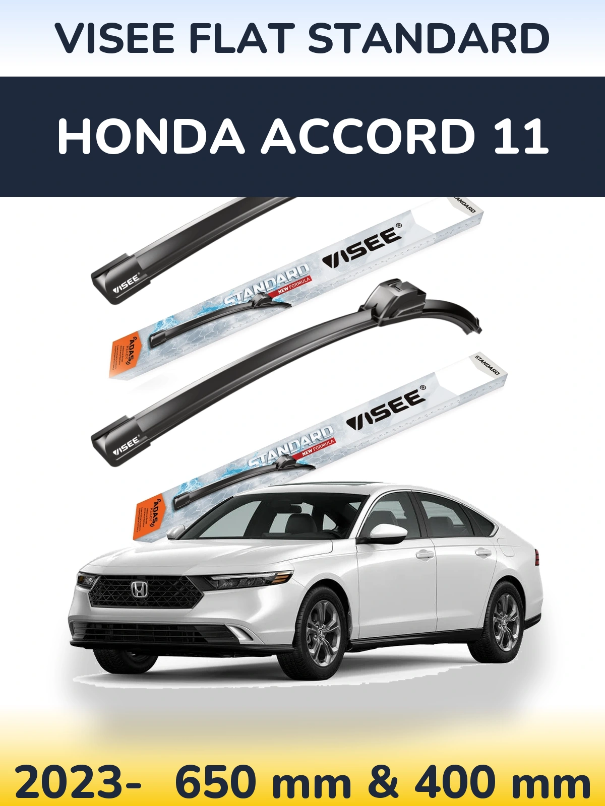 Front wiper blade set VISEE FLAT STANDARD 650 & 400 мм for Honda Accord 11 2023-2026