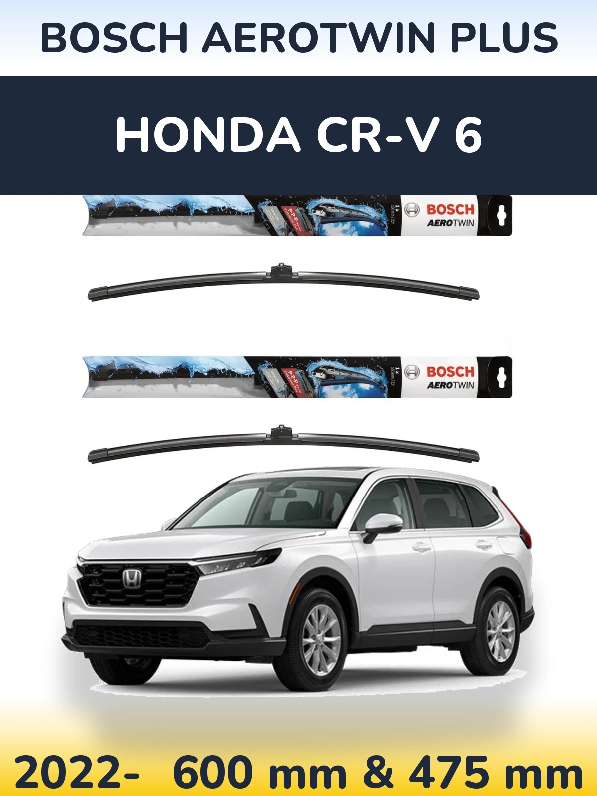 Front wiper blade set BOSCH AeroTwin Plus 600 & 475 мм for Honda CR-V 6 2022-2026