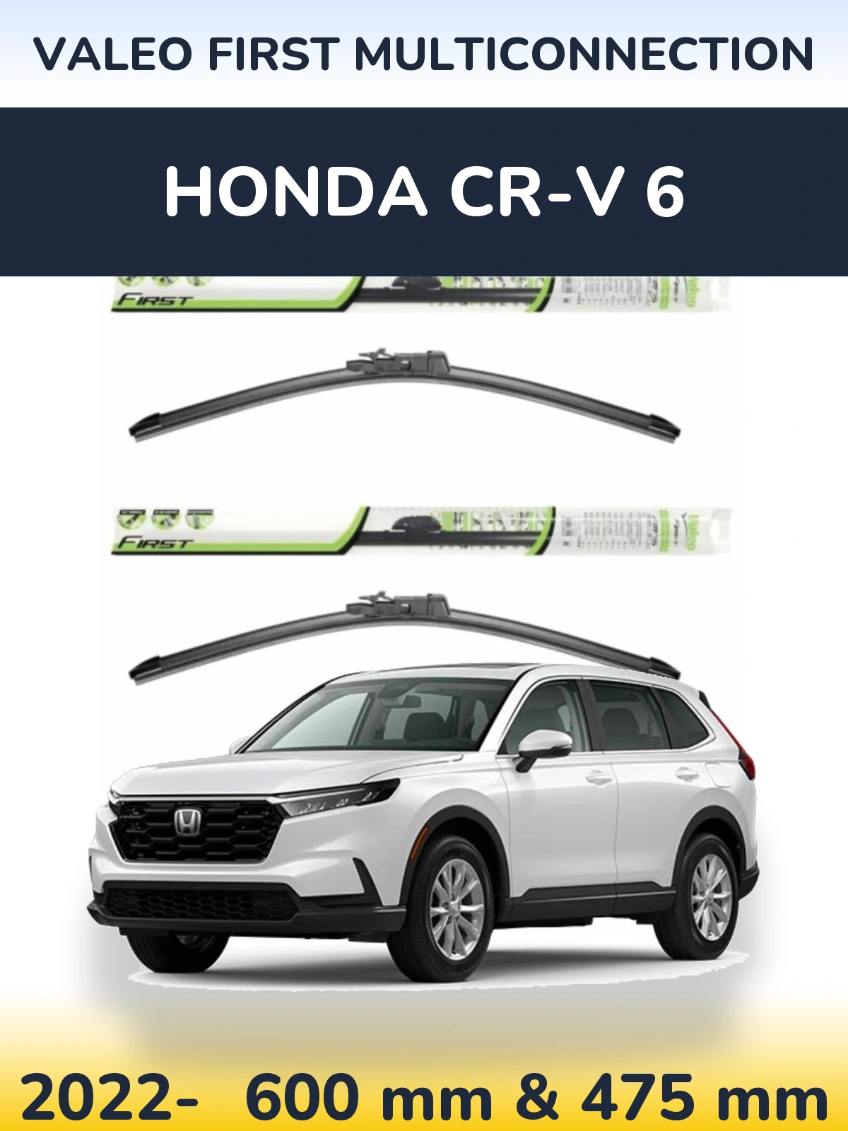 Комплект передних дворников Valeo First MultiConnection 600 & 475 мм для Honda CR-V 6 2022-2026