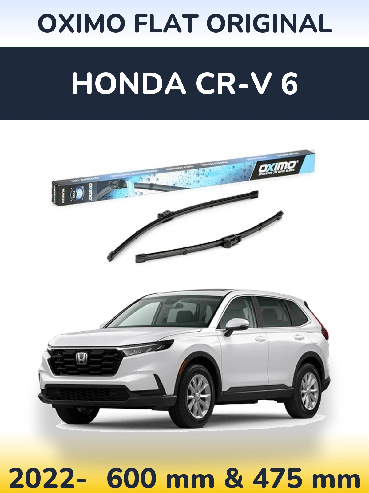 Front wiper blade set Oximo Flat Original 600 & 475 мм for Honda CR-V 6 2022-2026