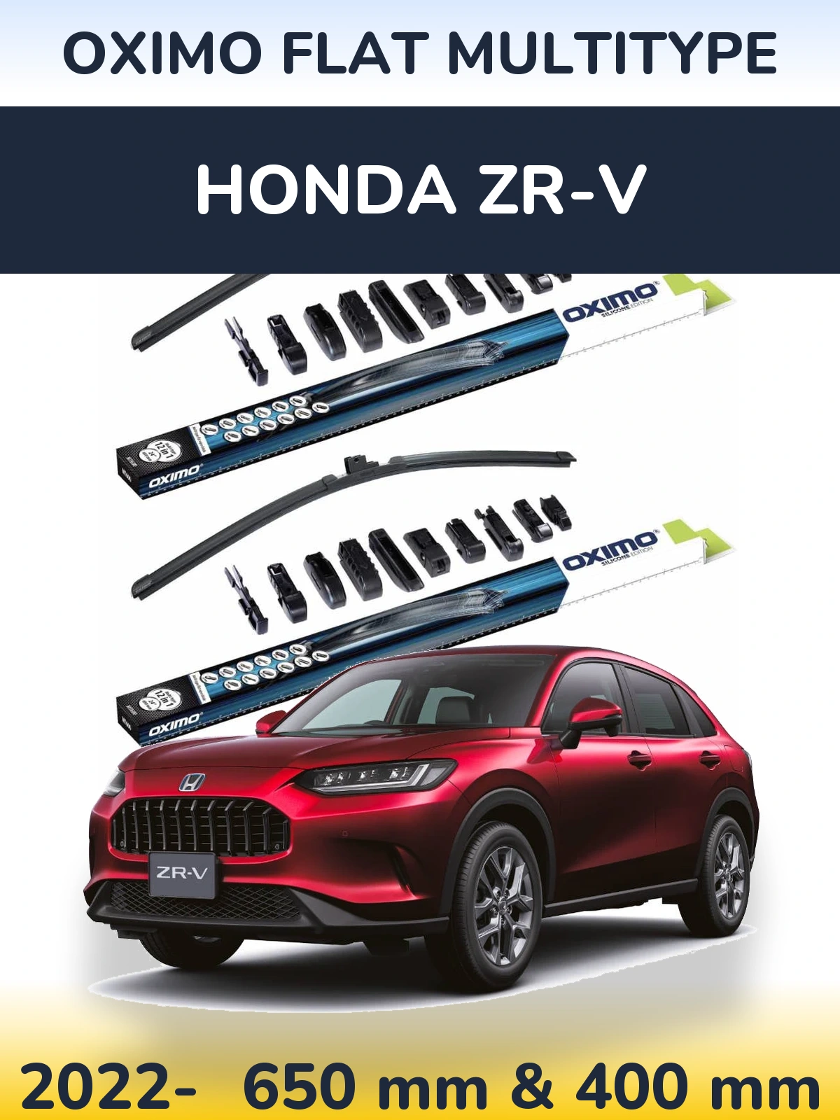 Front wiper blade set Oximo Flat MultiTypee 650 & 400 mm for Honda ZR-V 2022-2026