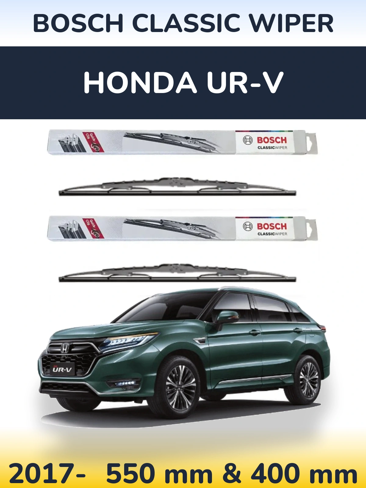 Front wiper blade set BOSCH Classic Wiper 550 & 400 мм for Honda UR-V 2017-2026