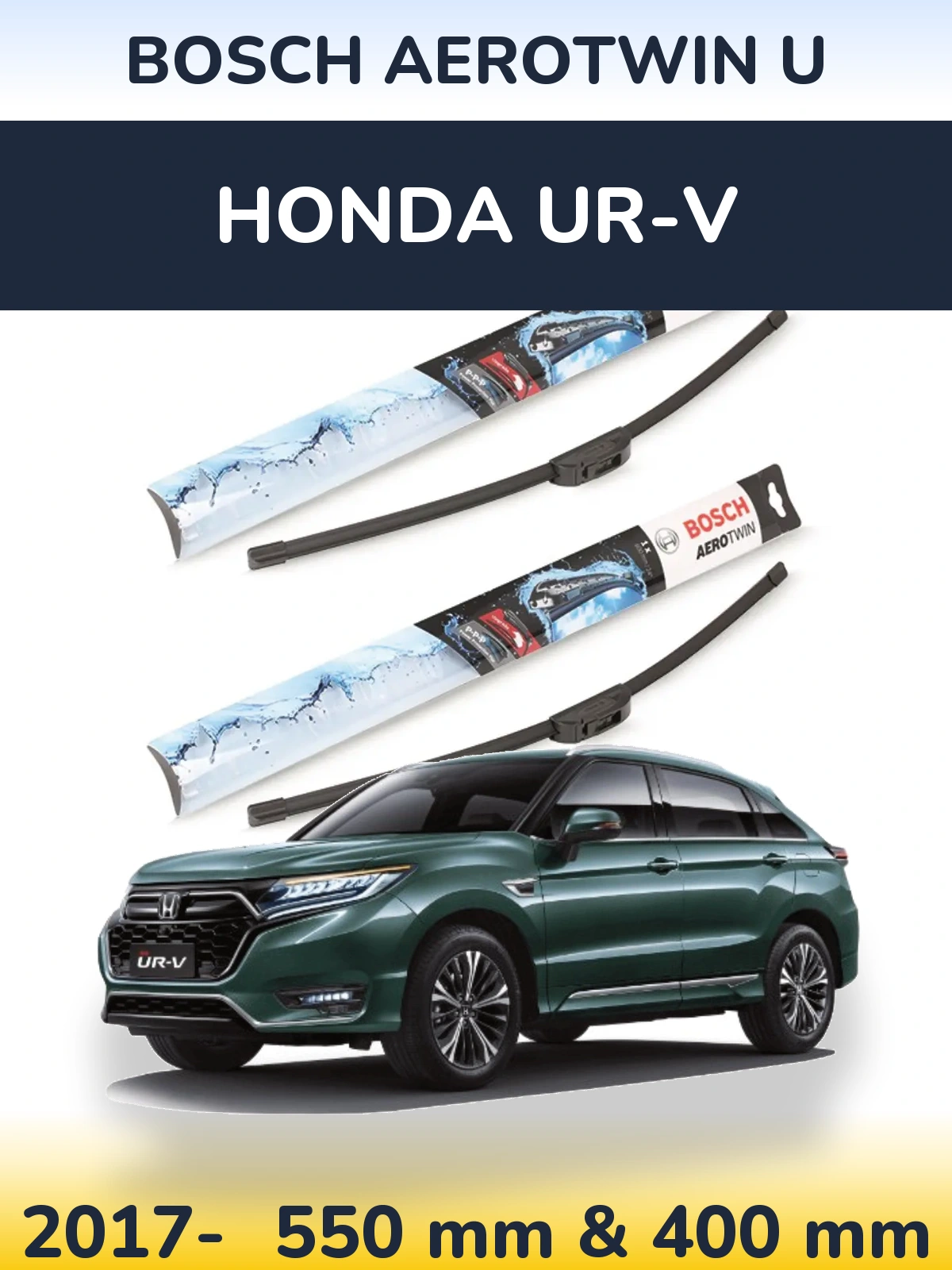 Front wiper blade set BOSCH AeroTwin U 550 & 400 мм for Honda UR-V 2017-2026