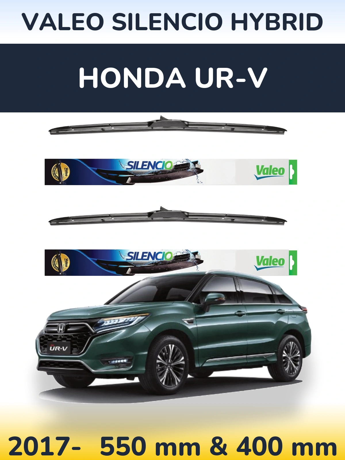 Front wiper blade set Valeo Silencio Hybrid 550 & 400 мм for Honda UR-V 2017-2026