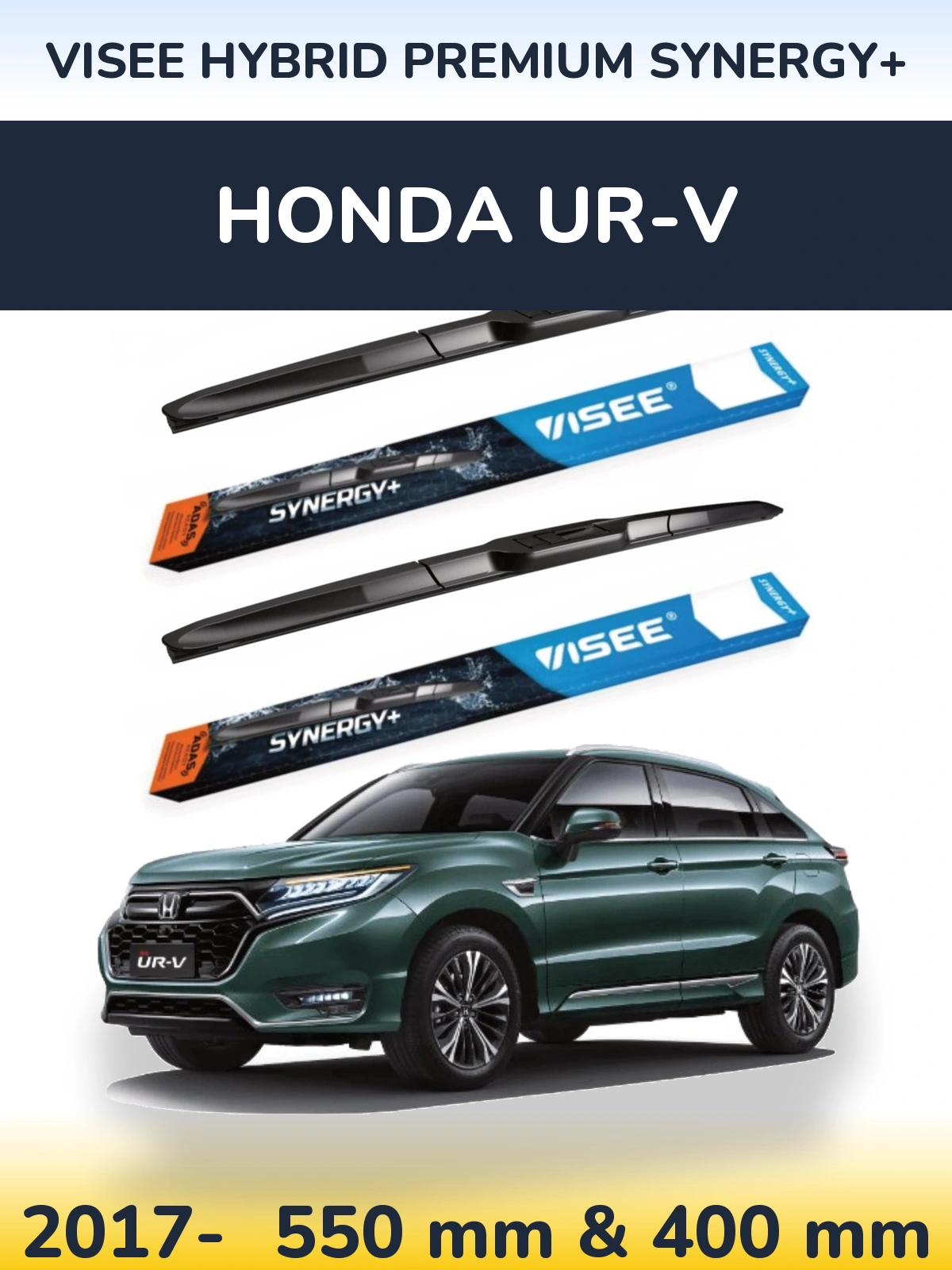 Komplet przednich wycieraczek VISEE HYBRID PREMIUM SYNERGY+ 550 & 400 mm do Honda UR-V 2017-2026
