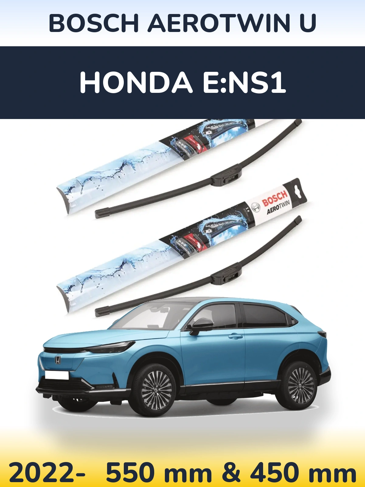 Комплект передних дворников BOSCH AeroTwin U 550 & 450 мм для Honda e:NS1 2022-2026