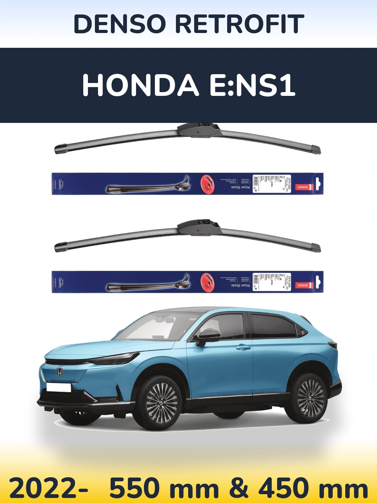 Комплект передних дворников Denso Retrofit 550 & 450 мм для Honda e:NS1 2022-2026