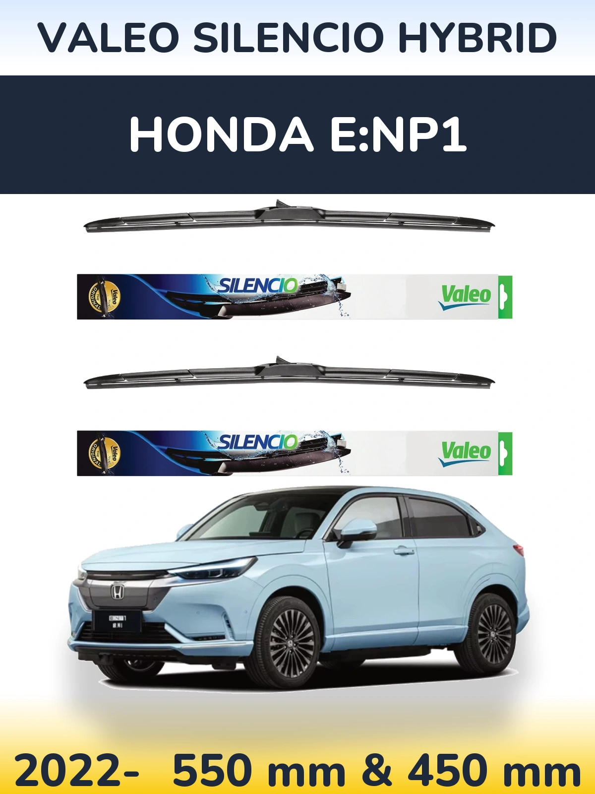 Front wiper blade set Valeo Silencio Hybrid 550 & 450 мм for Honda e:NP1 2022-2026