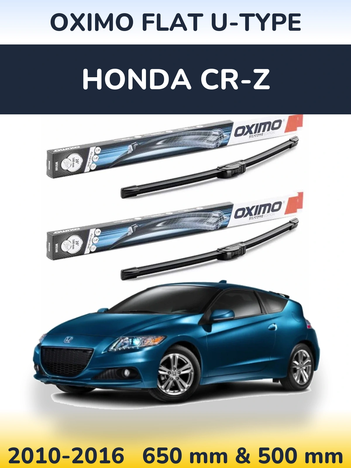 Комплект передних дворников Oximo Flat U-type 650 & 500 мм для Honda CR-Z 2010-2016