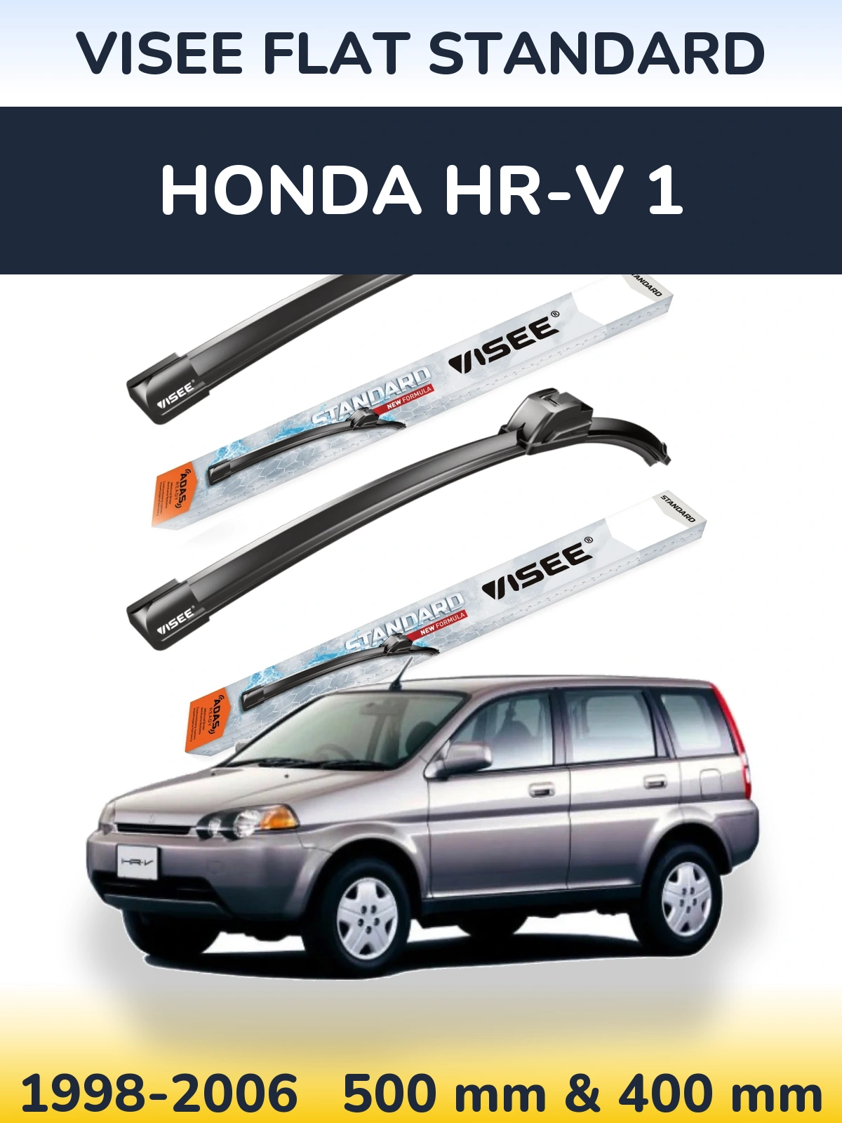 Комплект передних дворников VISEE FLAT STANDARD 500 & 400 мм для Honda HR-V 1 1998-2006