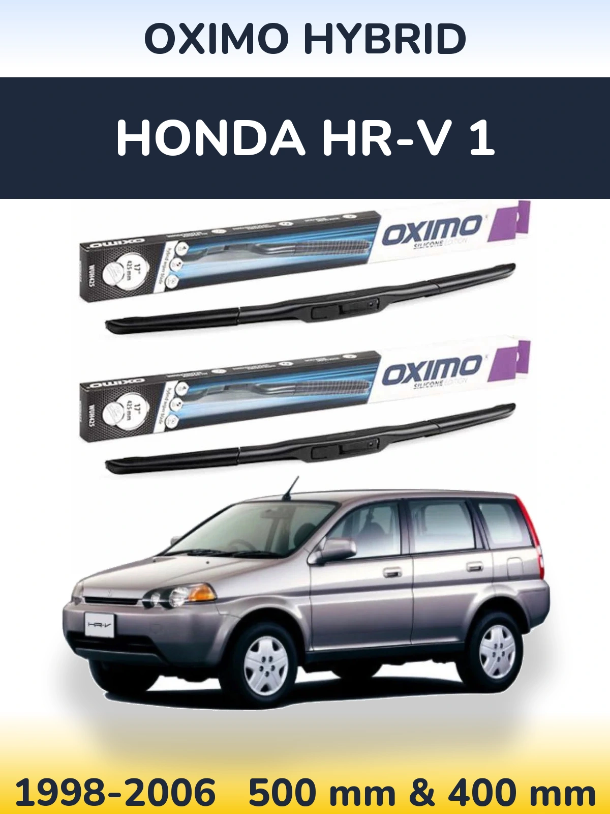 Front wiper blade set Oximo Hybrid 500 & 400 мм for Honda HR-V 1 1998-2006