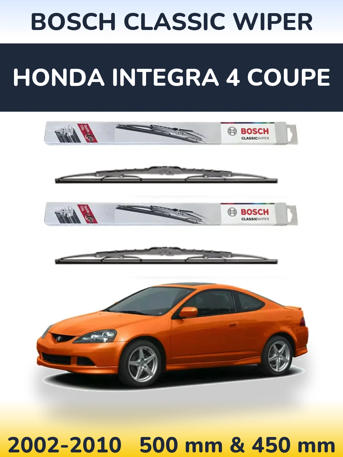 Комплект передних дворников BOSCH Classic Wiper 500 & 450 мм для Honda Integra 4 coupe 2002-2010