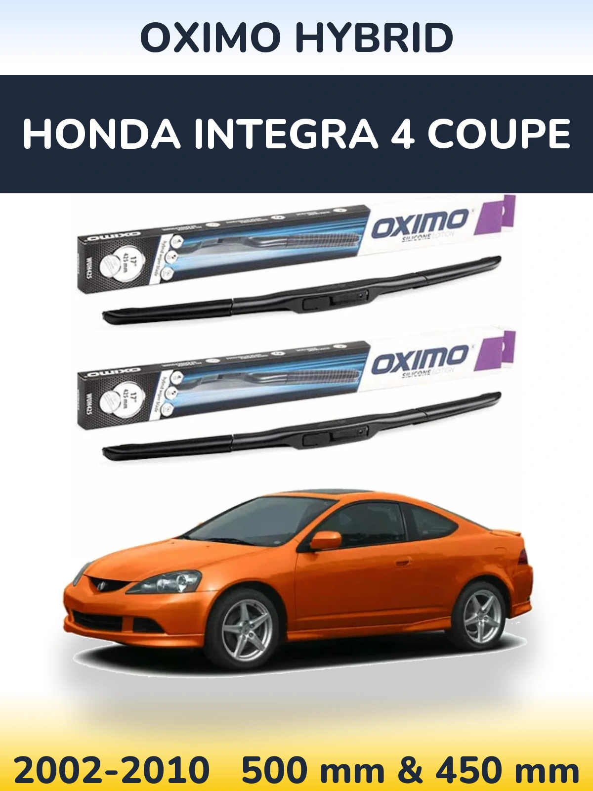 Комплект передних дворников Oximo Hybrid 500 & 450 мм для Honda Integra 4 coupe 2002-2010