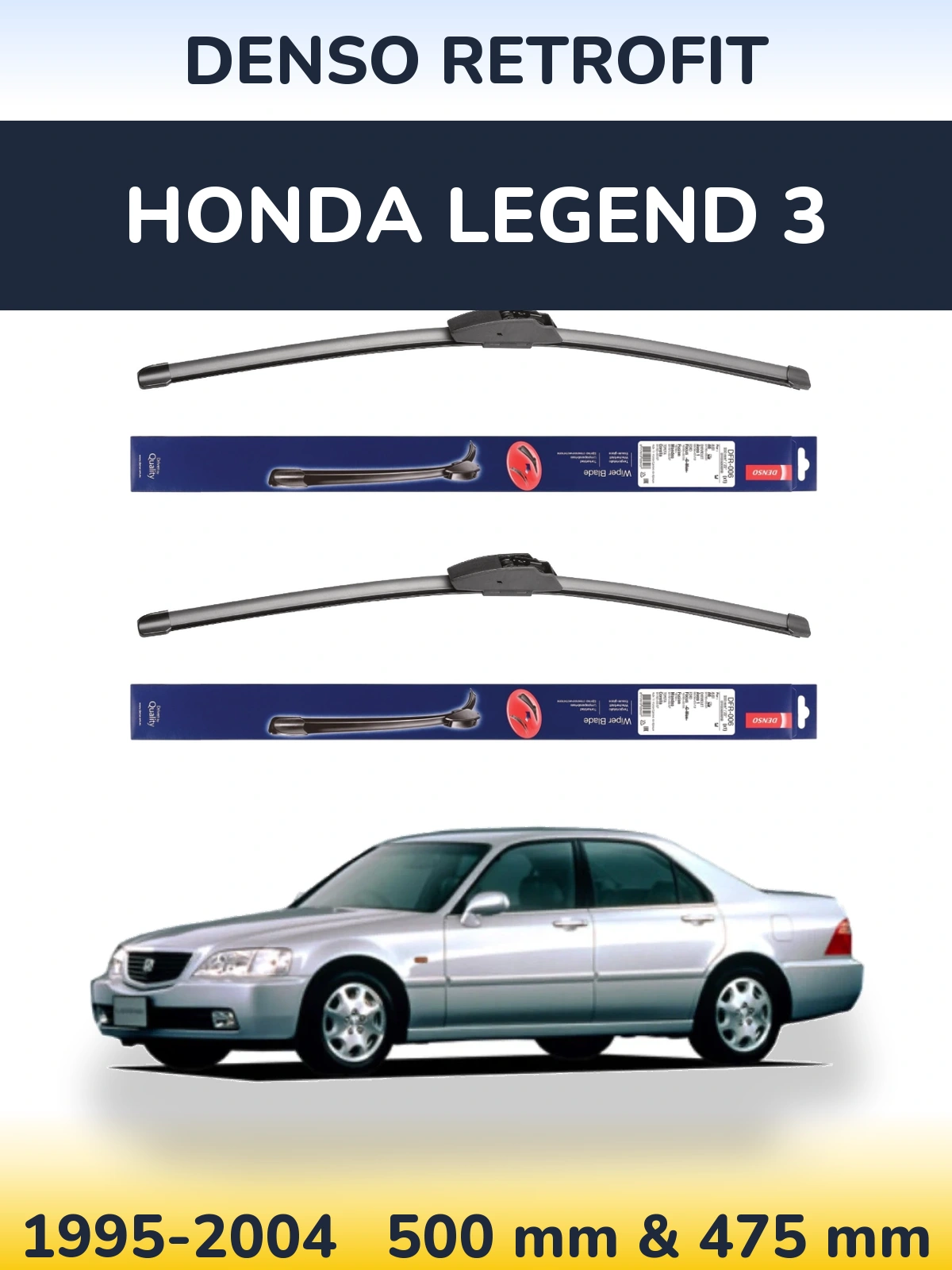 Komplet przednich wycieraczek Denso Retrofit 500 & 475 mm do Honda Legend 3 1995-2004