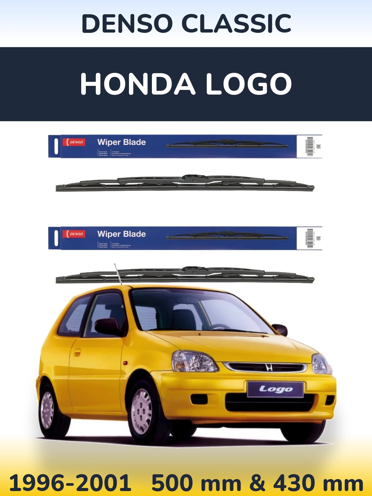 Комплект передних дворников Denso Classic 500 & 430 мм для Honda Logo 1996-2001