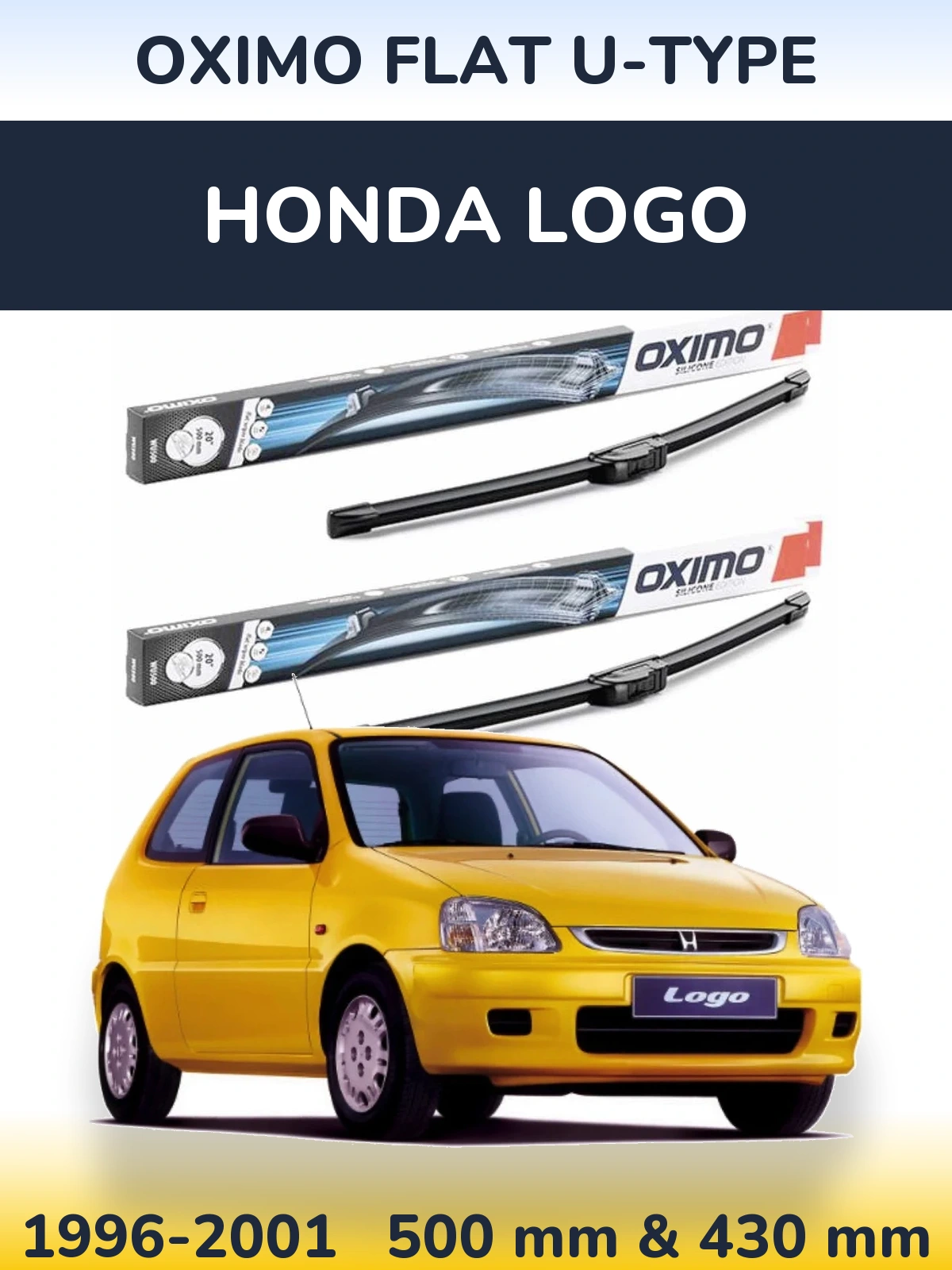 Комплект передних дворников Oximo Flat U-type 500 & 430 мм для Honda Logo 1996-2001