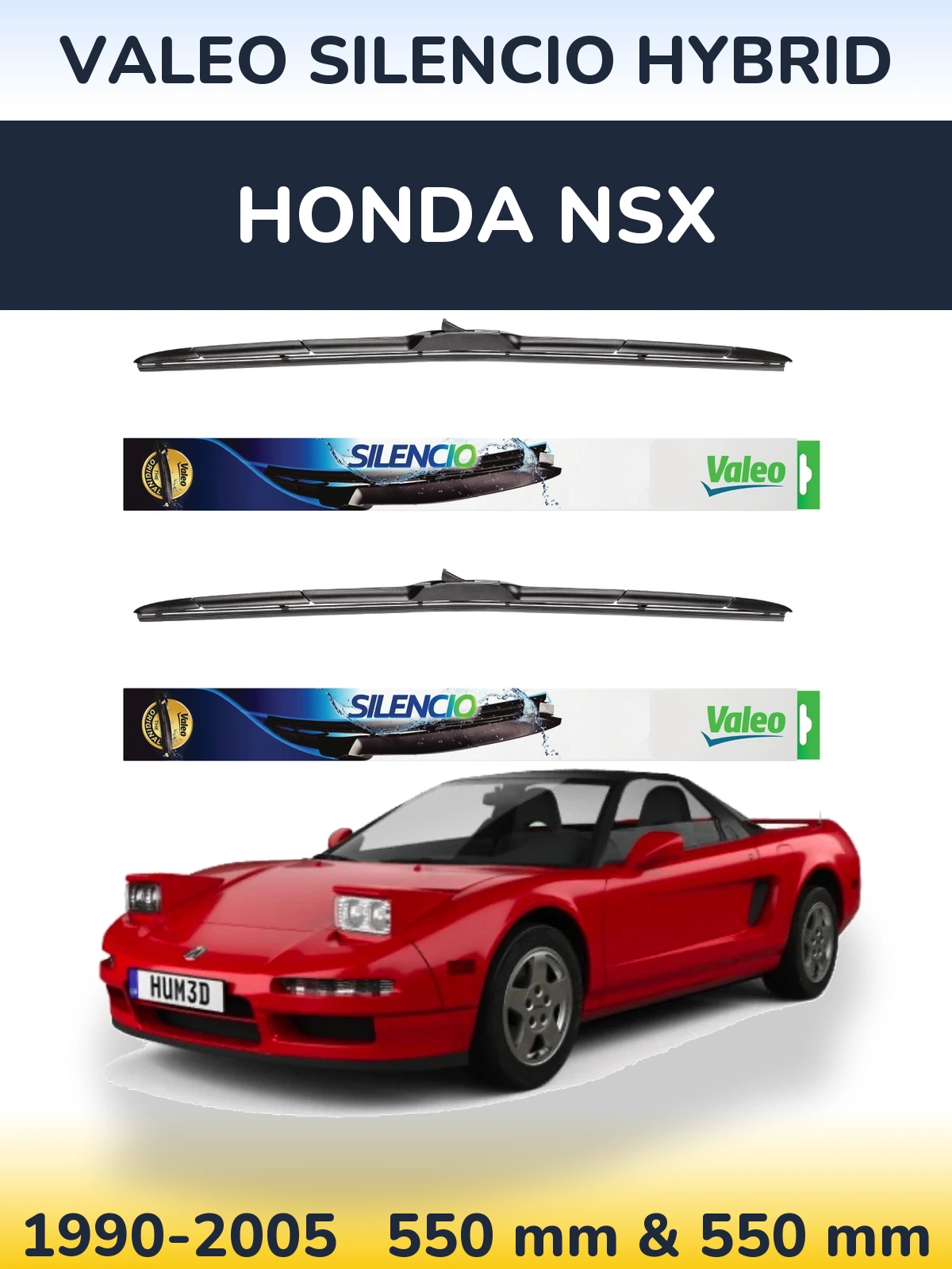 Front wiper blade set Valeo Silencio Hybrid 550 & 550 мм for Honda NSX 1990-2005