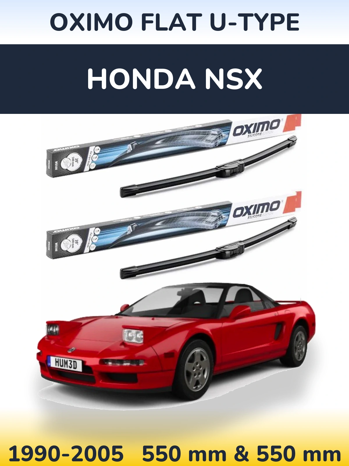 Front wiper blade set Oximo Flat U-type 550 & 550 мм for Honda NSX 1990-2005