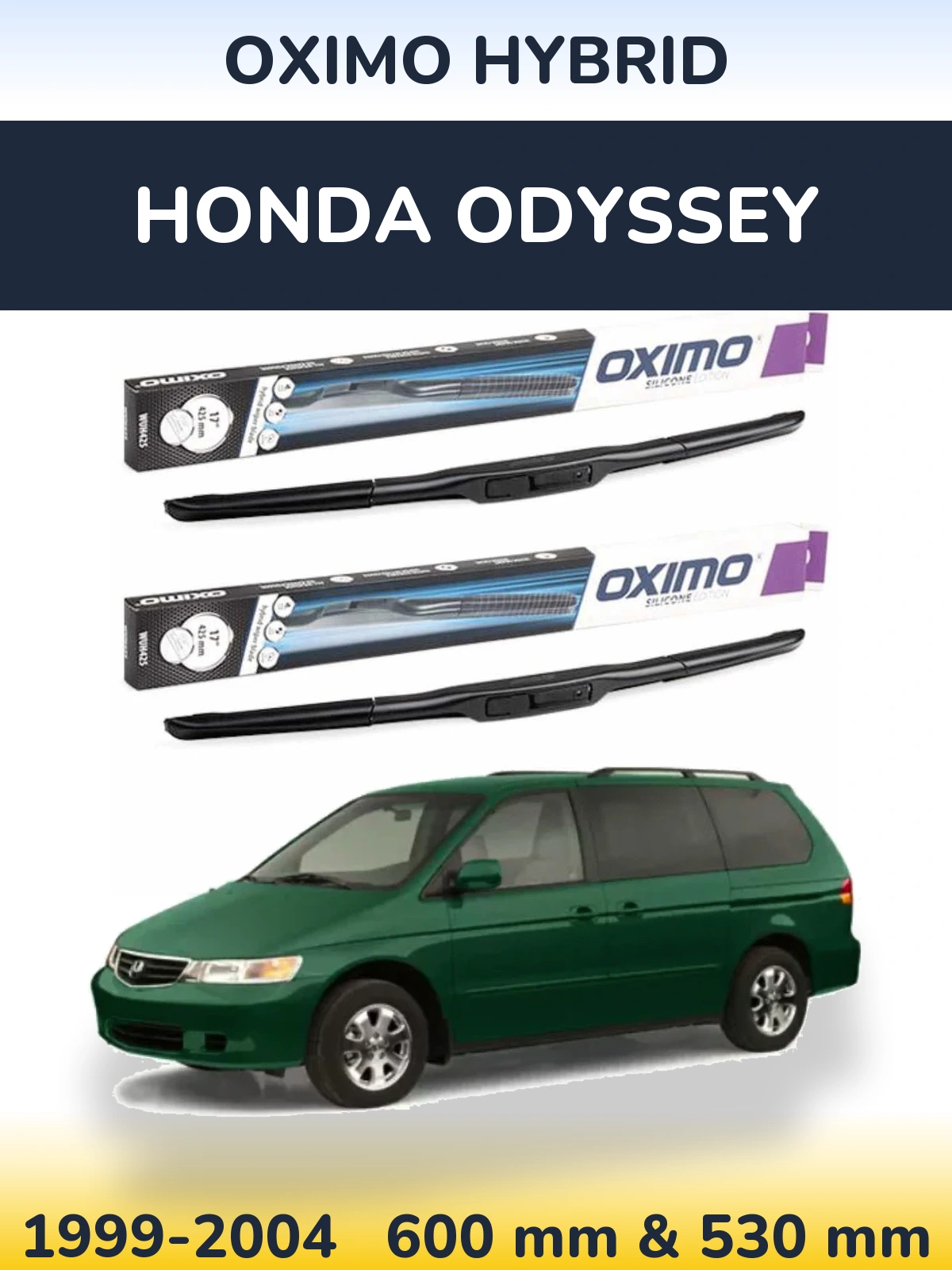Комплект передних дворников Oximo Hybrid 600 & 530 мм для Honda Odyssey 1999-2004