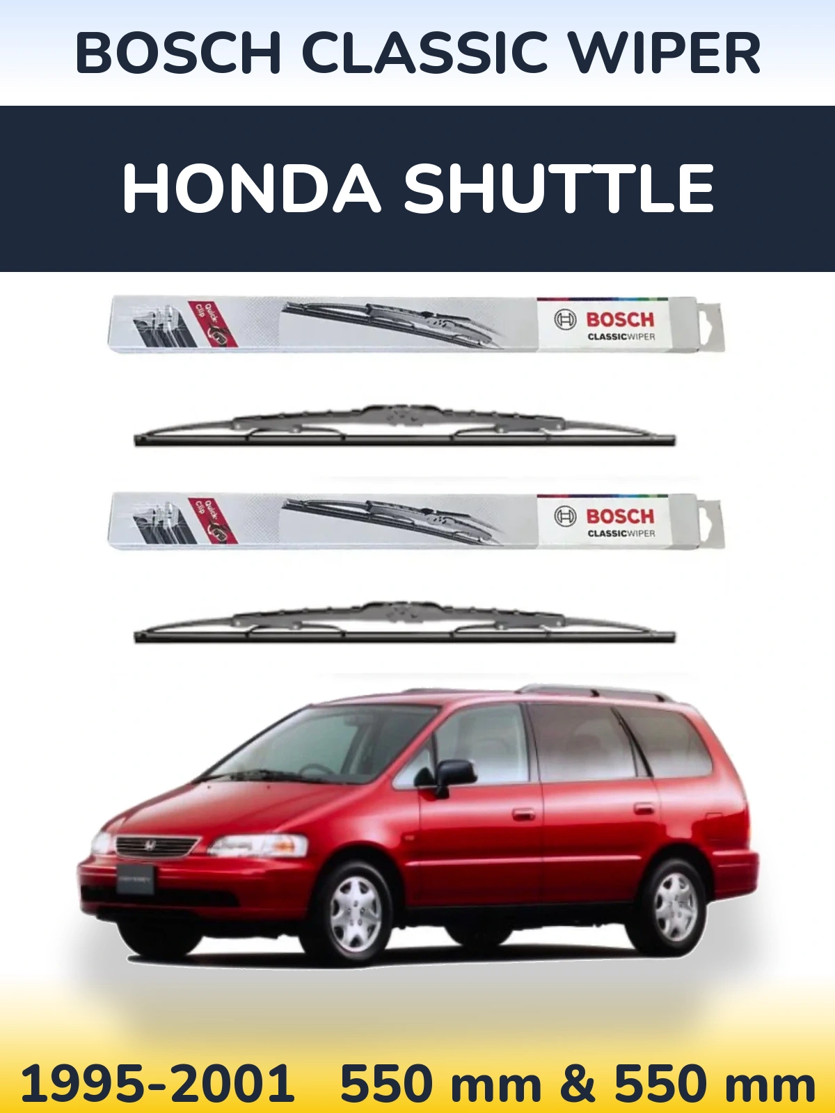 Комплект передніх щіток BOSCH Classic Wiper 550 & 550 мм для Honda Shuttle 1995-2001