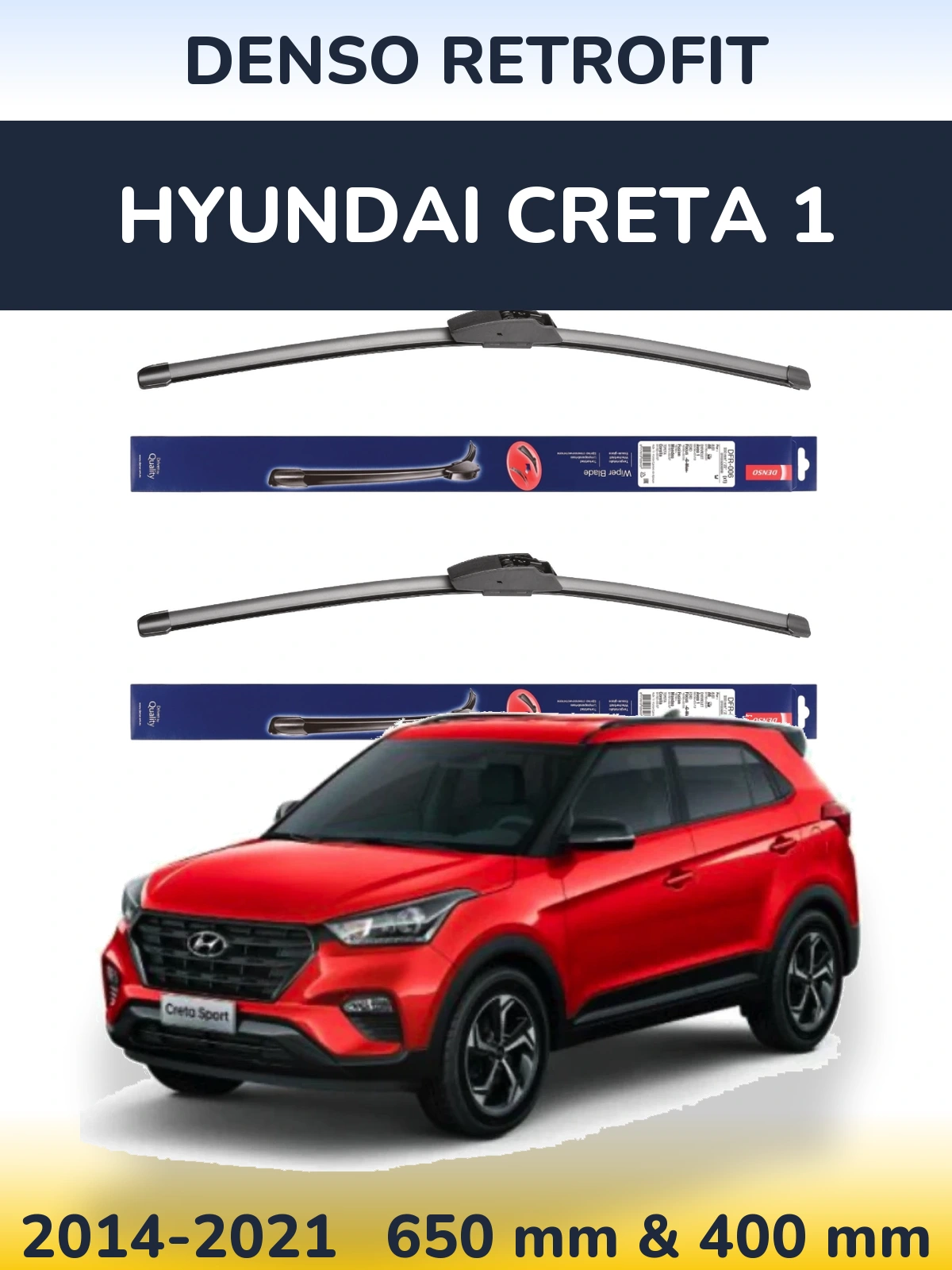 Комплект передніх щіток Denso Retrofit 650 & 400 мм для Hyundai Creta 1 2014-2021