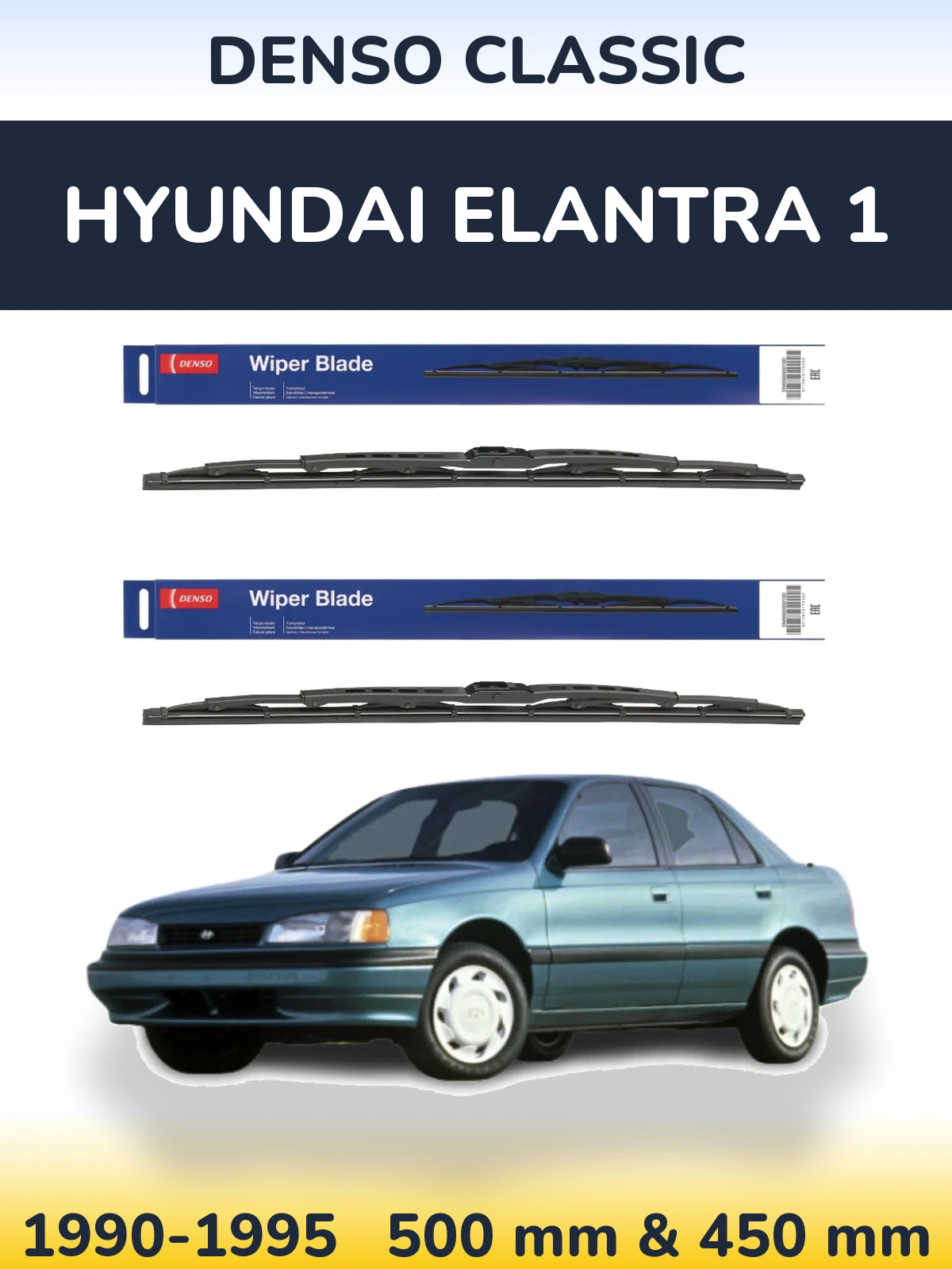 Komplet przednich wycieraczek Denso Classic 500 & 450 mm do Hyundai Elantra 1 1990-1995