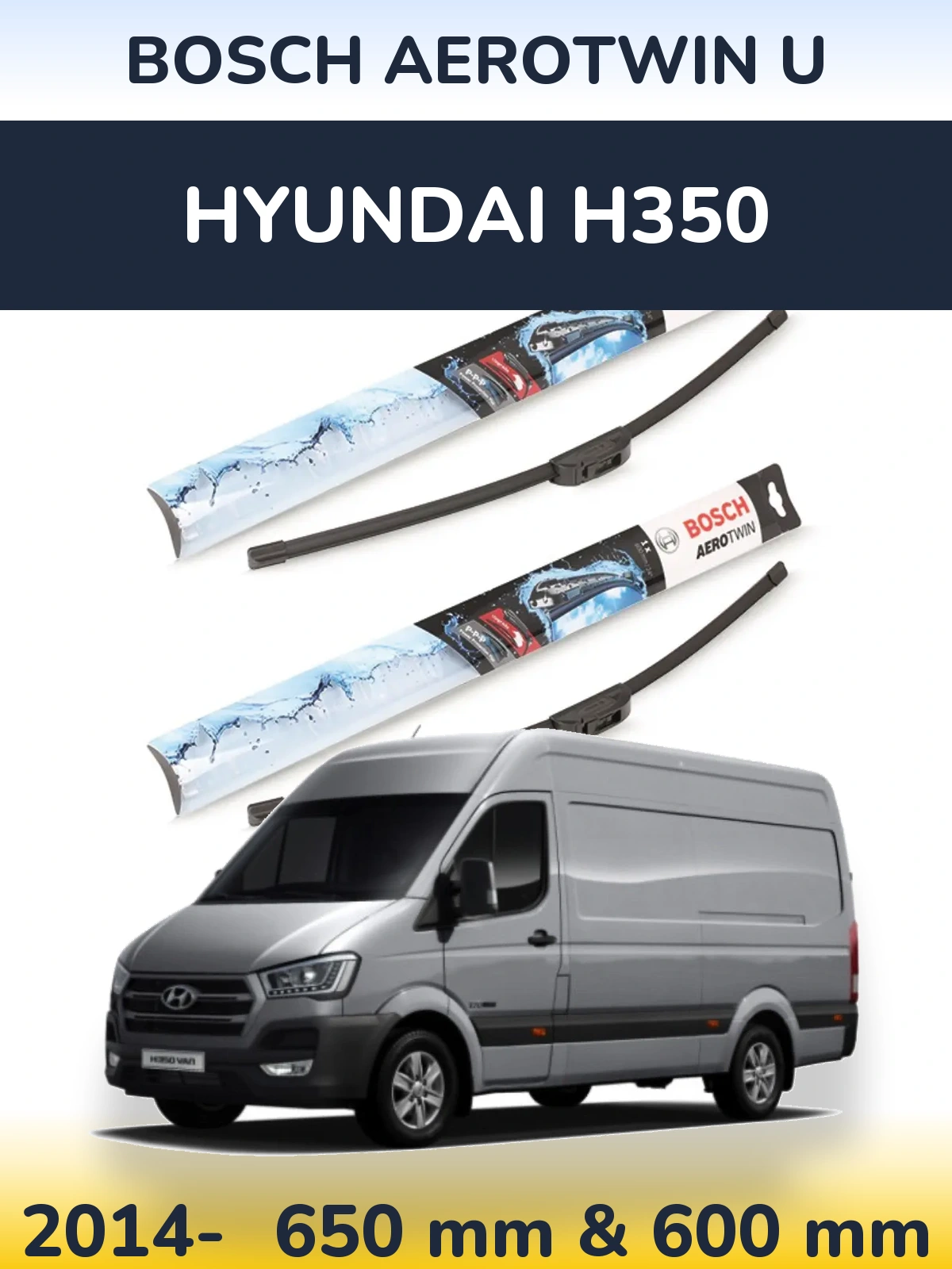 Komplet przednich wycieraczek BOSCH AeroTwin U 650 & 600 mm do Hyundai H350 2014-2026