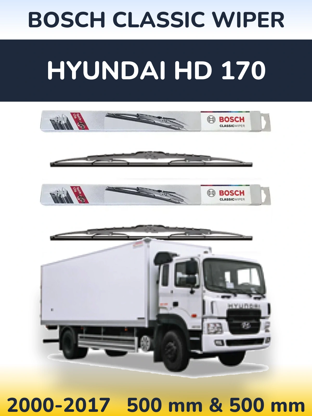 Комплект передних дворников BOSCH Classic Wiper 500 & 500 мм для Hyundai HD 170 2000-2017