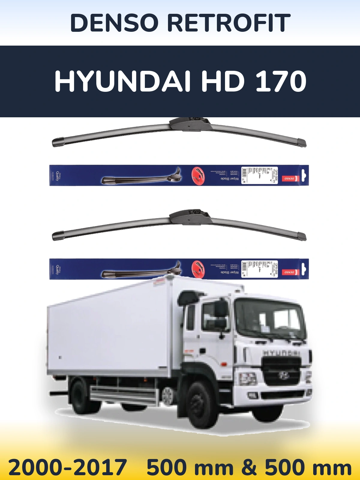 Комплект передних дворников Denso Retrofit 500 & 500 мм для Hyundai HD 170 2000-2017