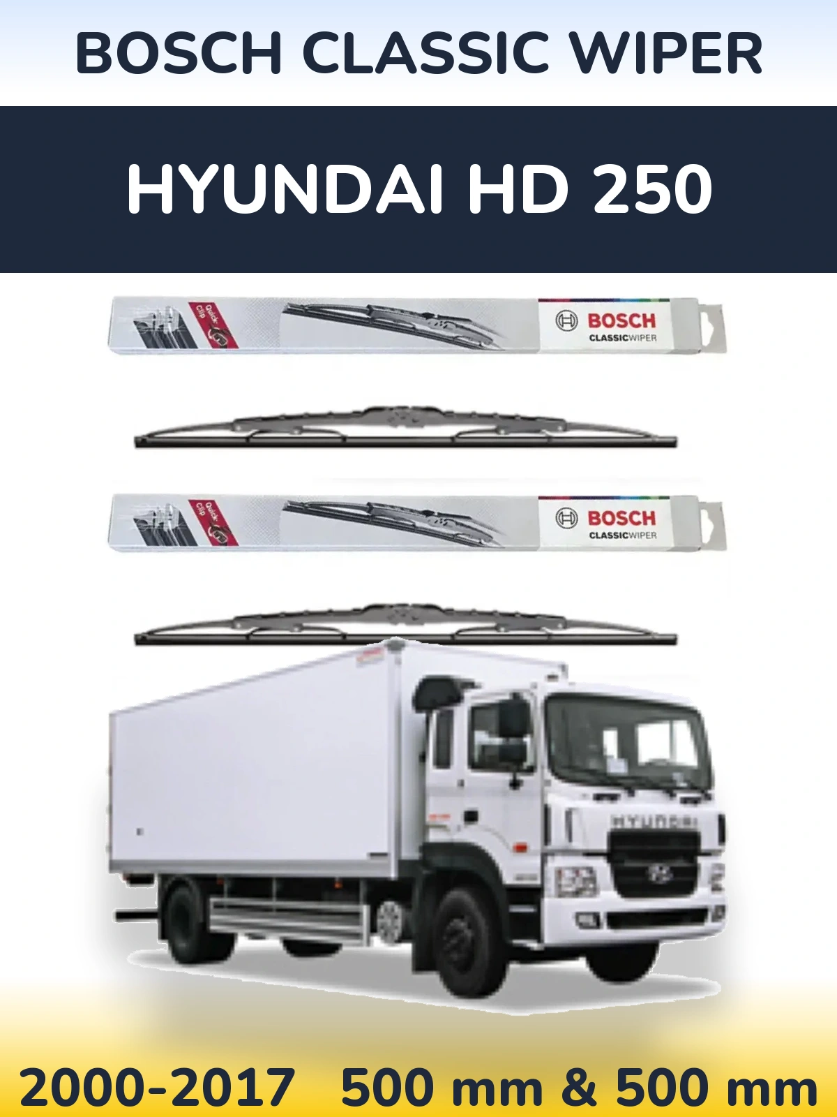 Комплект передніх щіток BOSCH Classic Wiper 500 & 500 мм для Hyundai HD 250 2000-2017