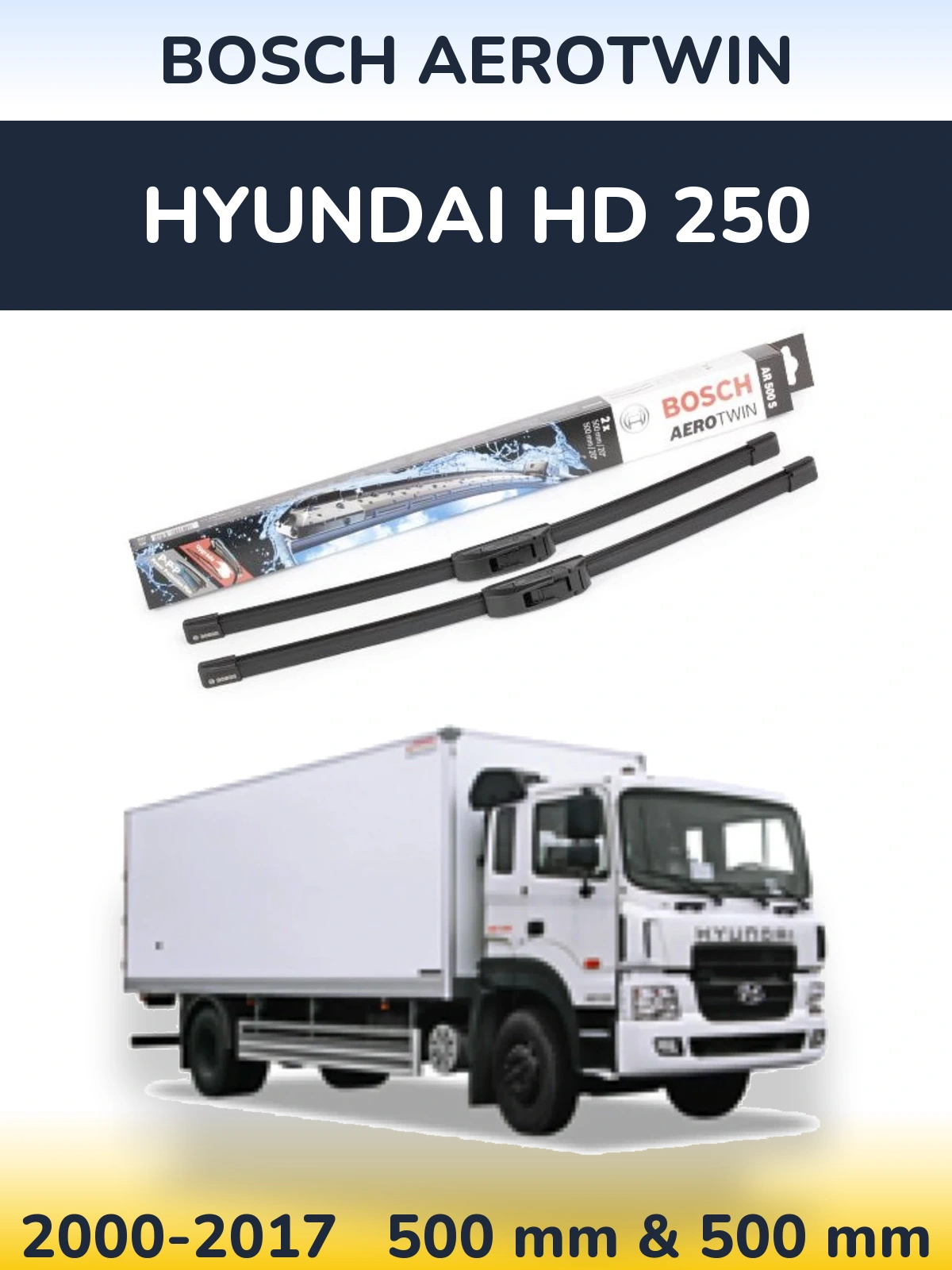 Комплект передніх щіток BOSCH AeroTwin 500 & 500 мм для Hyundai HD 250 2000-2017