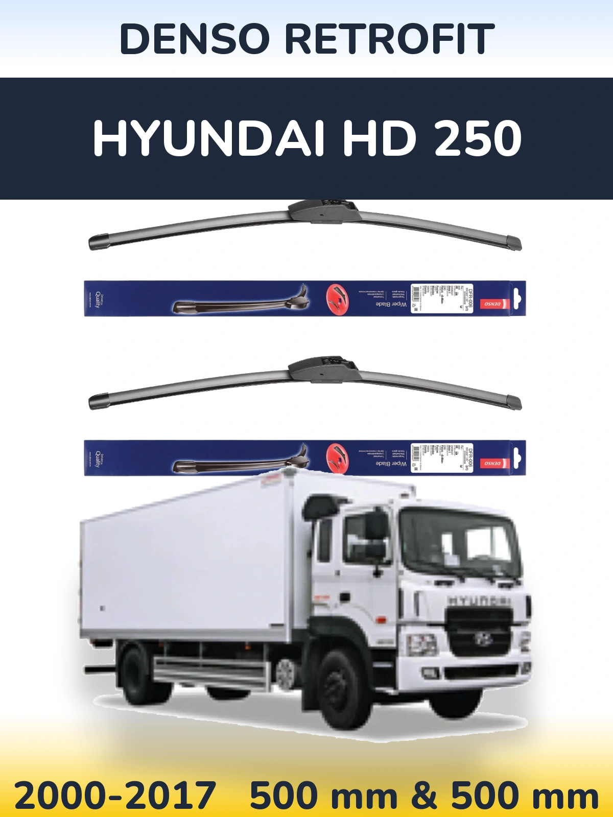 Комплект передніх щіток Denso Retrofit 500 & 500 мм для Hyundai HD 250 2000-2017