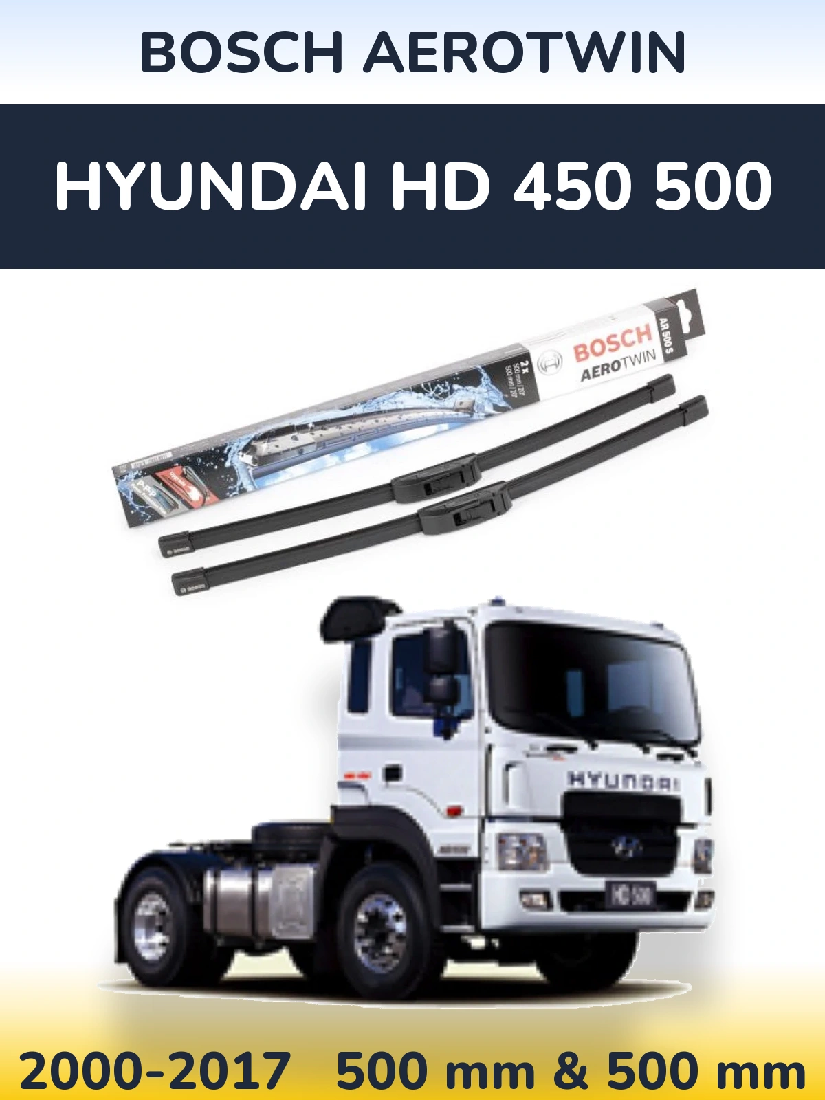 Комплект передніх щіток BOSCH AeroTwin 500 & 500 мм для Hyundai HD 450 500 2000-2017
