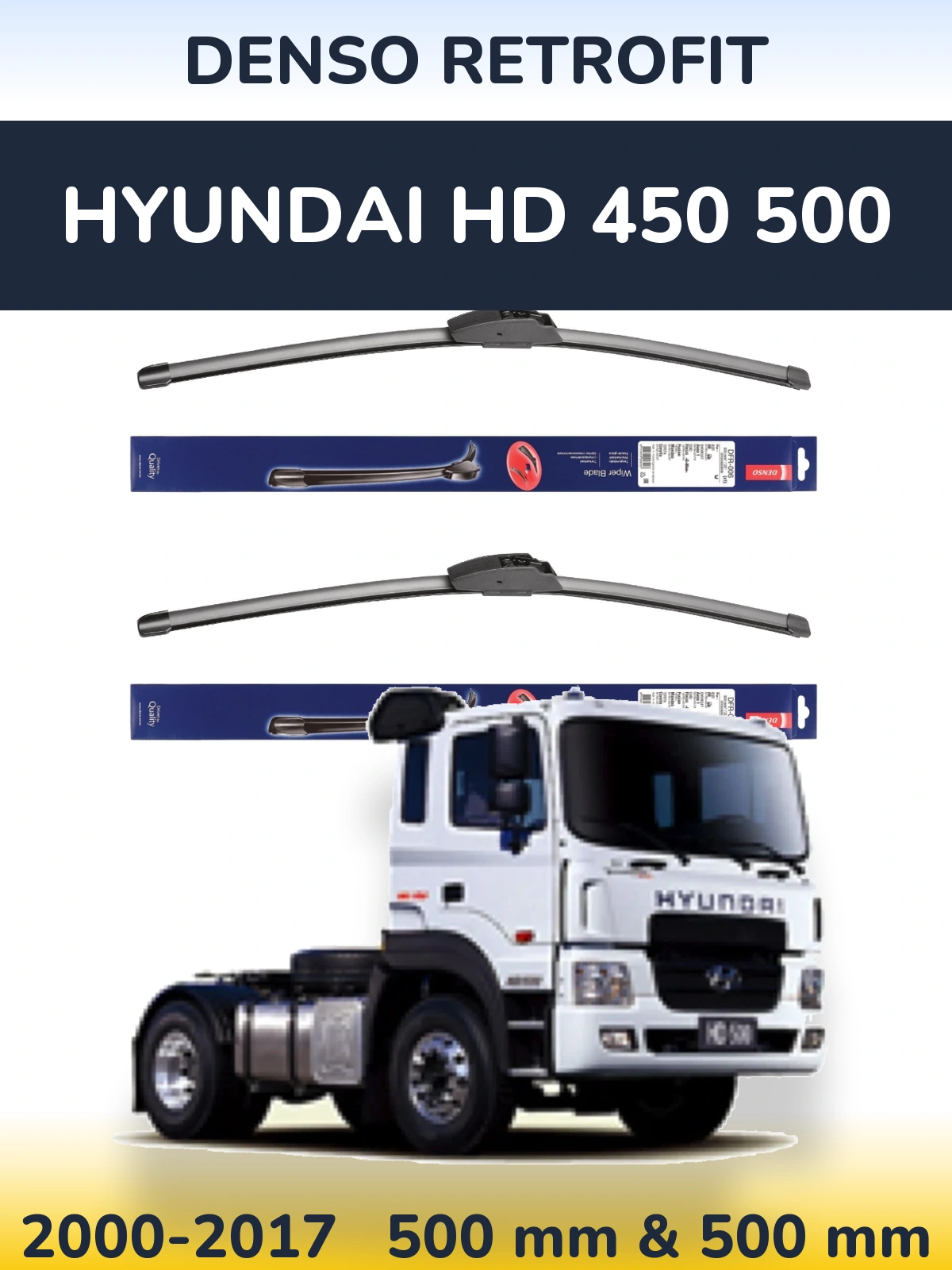 Комплект передних дворников Denso Retrofit 500 & 500 мм для Hyundai HD 450 500 2000-2017